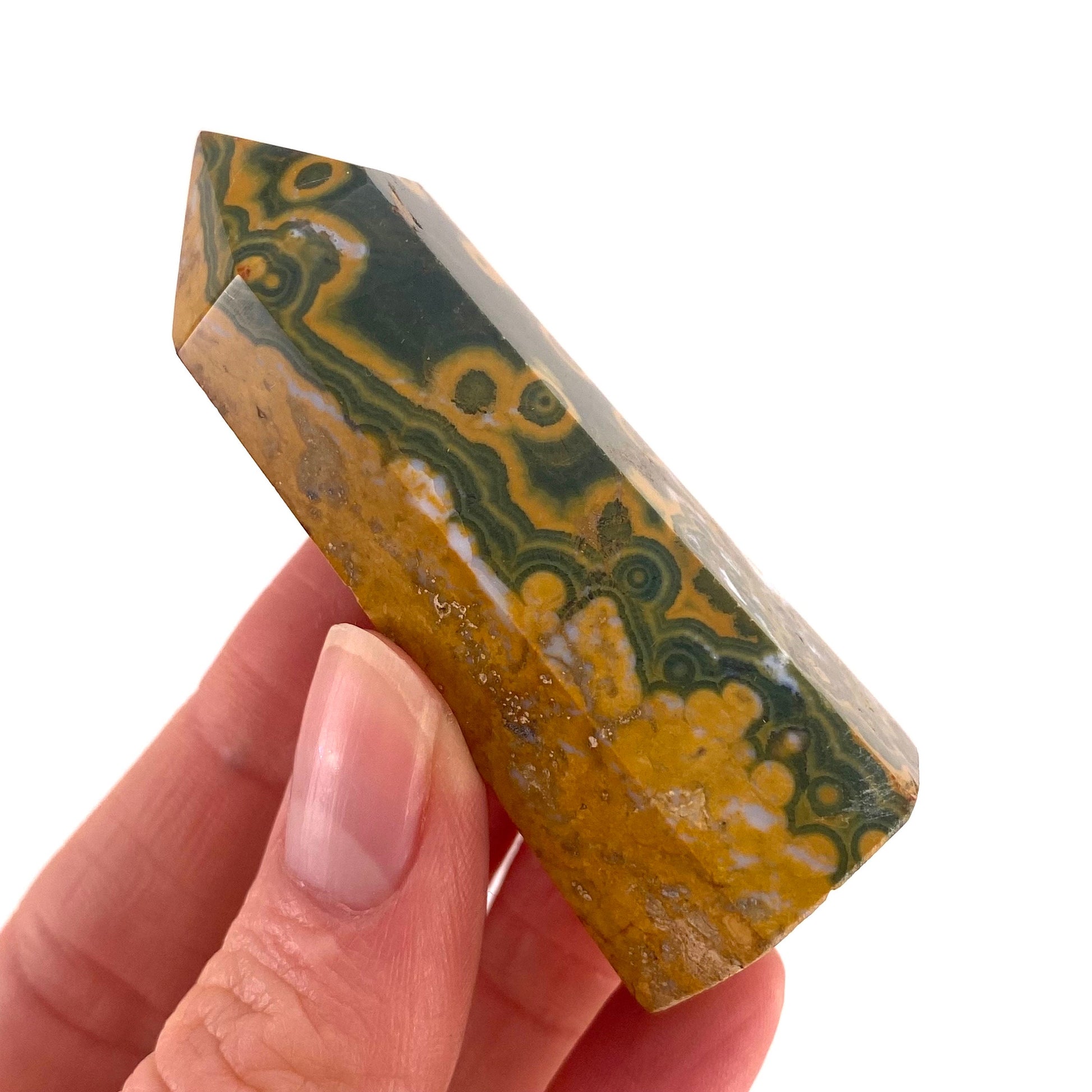 Ocean Jasper Point, orbicular jasper point, crystal point, ocean jasper crystal, orbicular jasper