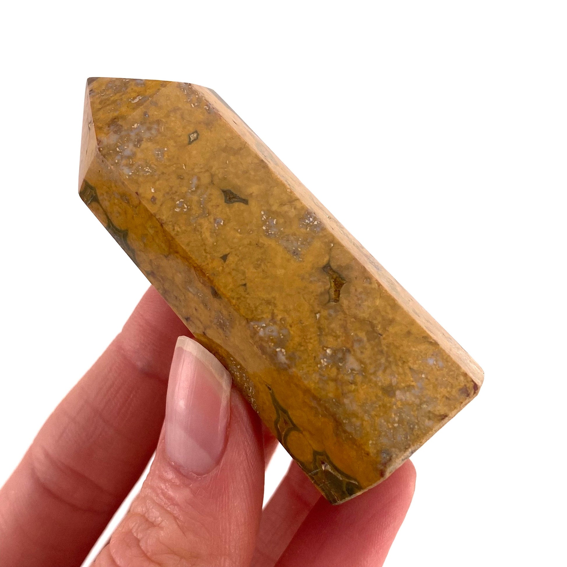 Ocean Jasper Point, orbicular jasper point, crystal point, ocean jasper crystal, orbicular jasper