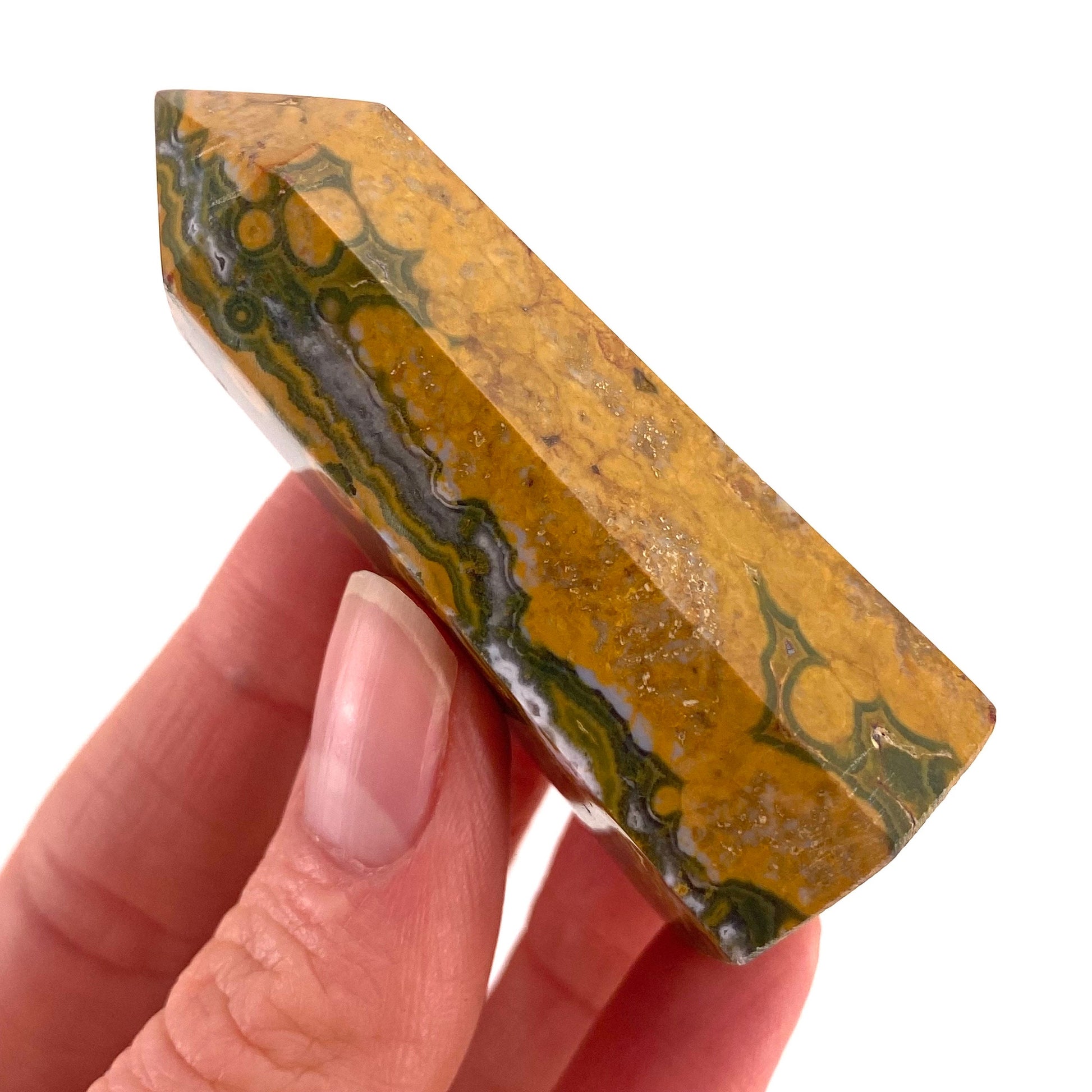 Ocean Jasper Point, orbicular jasper point, crystal point, ocean jasper crystal, orbicular jasper