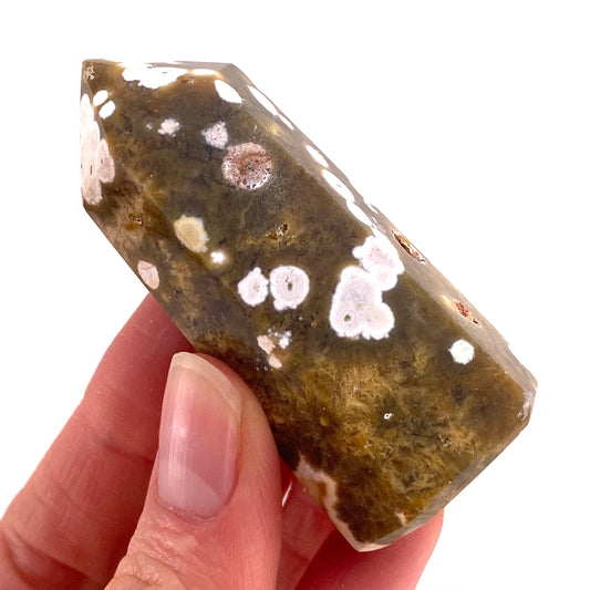 Ocean Jasper Point, orbicular jasper point, crystal point, ocean jasper crystal, orbicular jasper