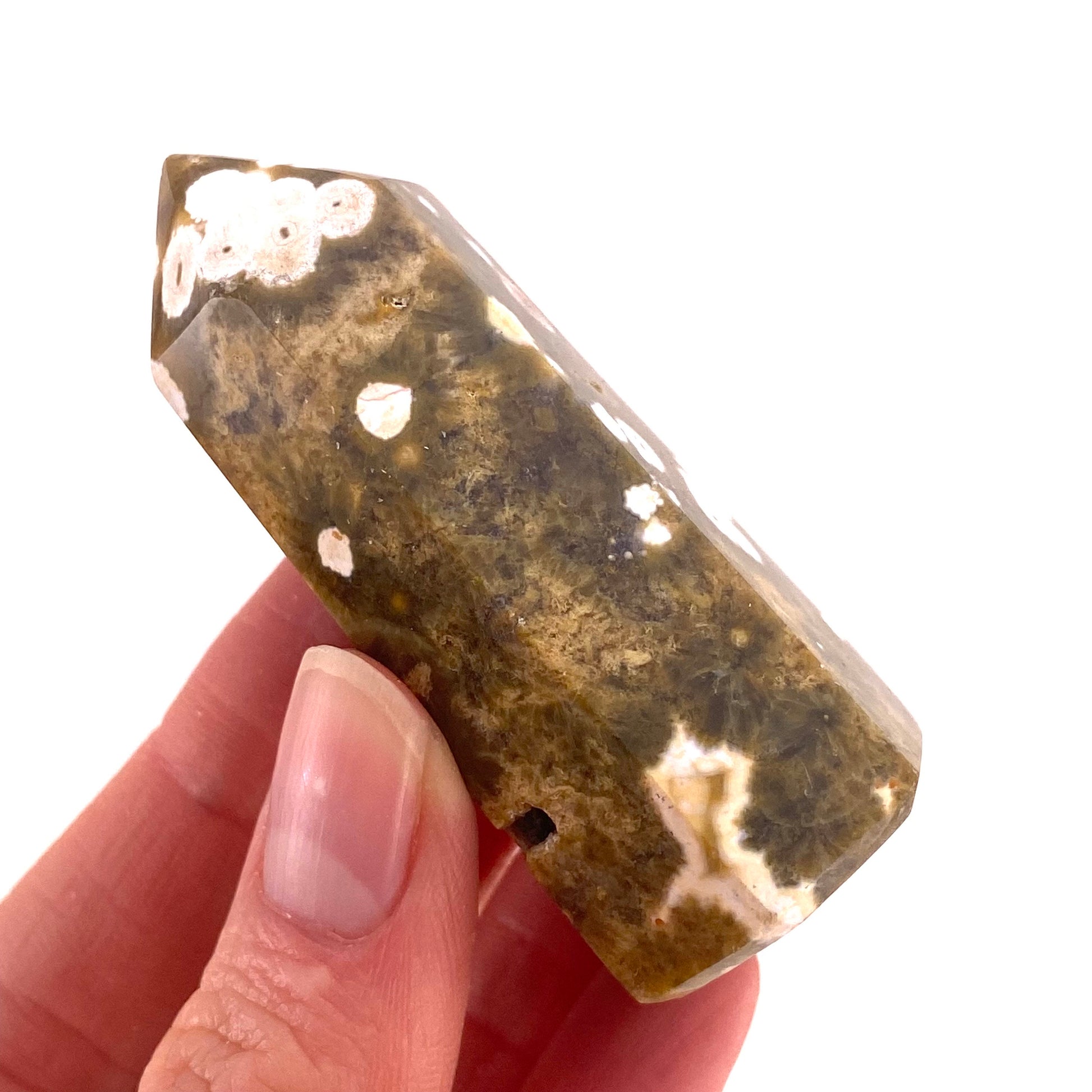 Ocean Jasper Point, orbicular jasper point, crystal point, ocean jasper crystal, orbicular jasper