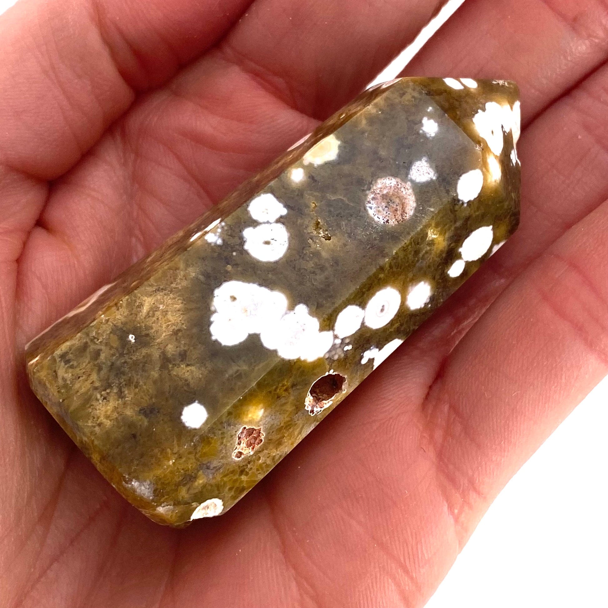 Ocean Jasper Point, orbicular jasper point, crystal point, ocean jasper crystal, orbicular jasper