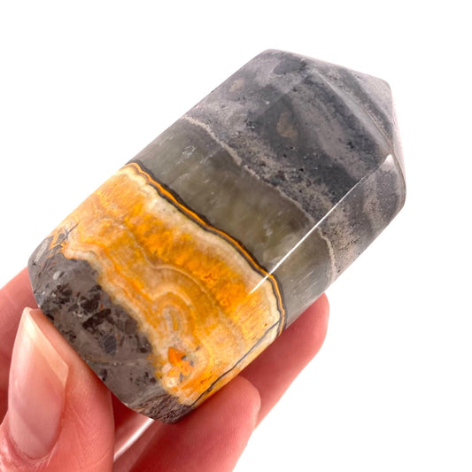 Bumblebee Jasper point, crystal point, bumblebee jasper tower
