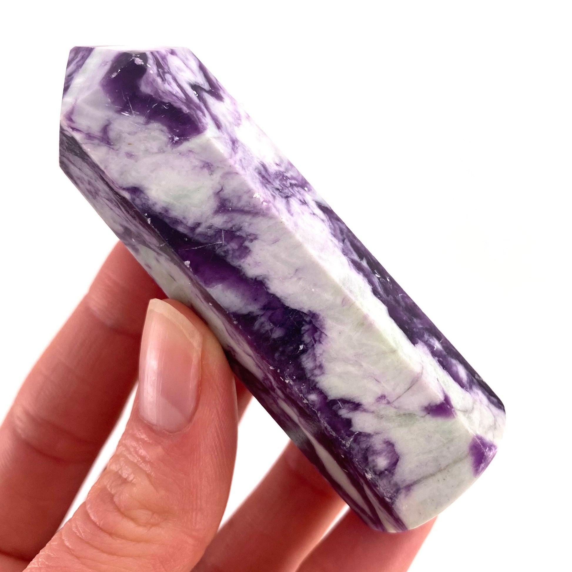 Kammererite Point, polished kammererite, kammererite crystal, kammererite tower, kammererite wand