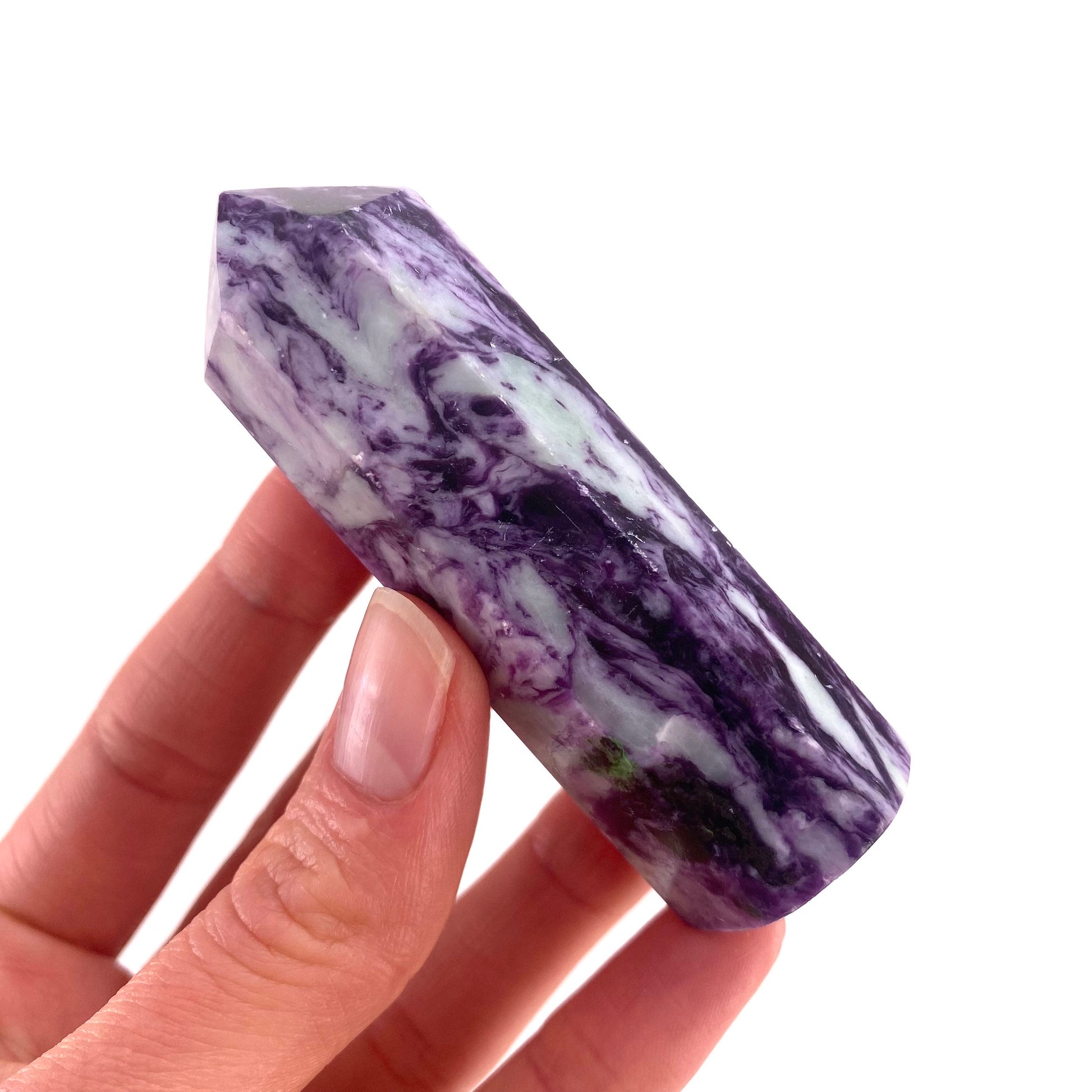 Kammererite Point, polished kammererite, kammererite crystal, kammererite tower, kammererite wand