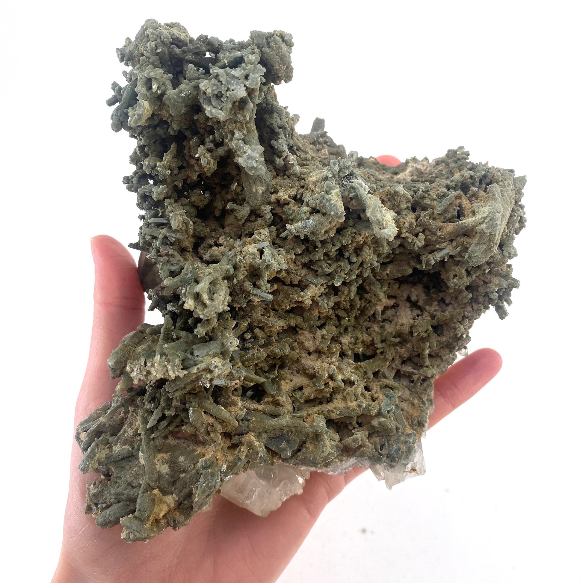 Green phantom quartz cluster (Pakistan) | green phantom quartz, chlorite quartz, green chlorite quartz