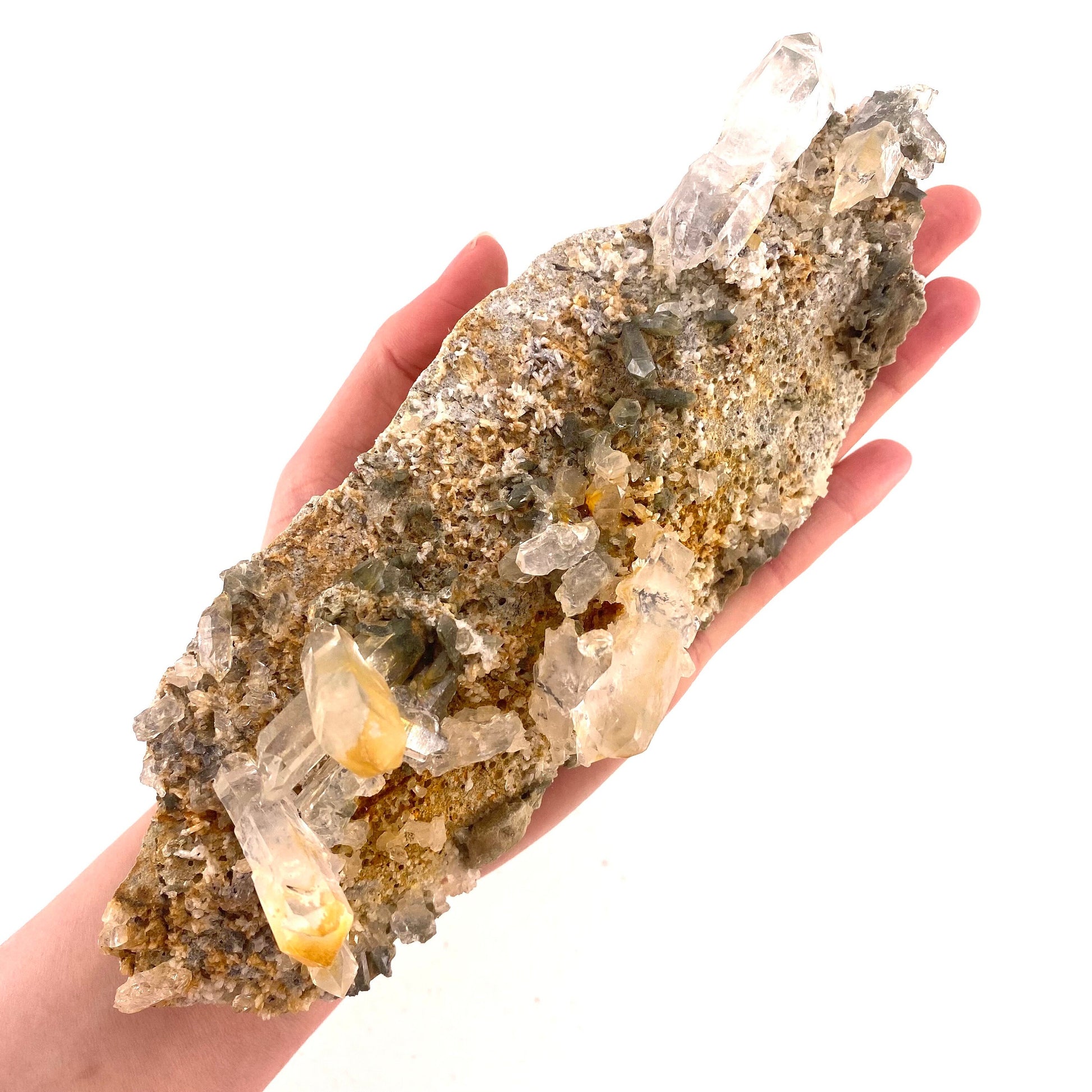 Green phantom quartz cluster (Pakistan) | green phantom quartz, chlorite quartz, green chlorite quartz