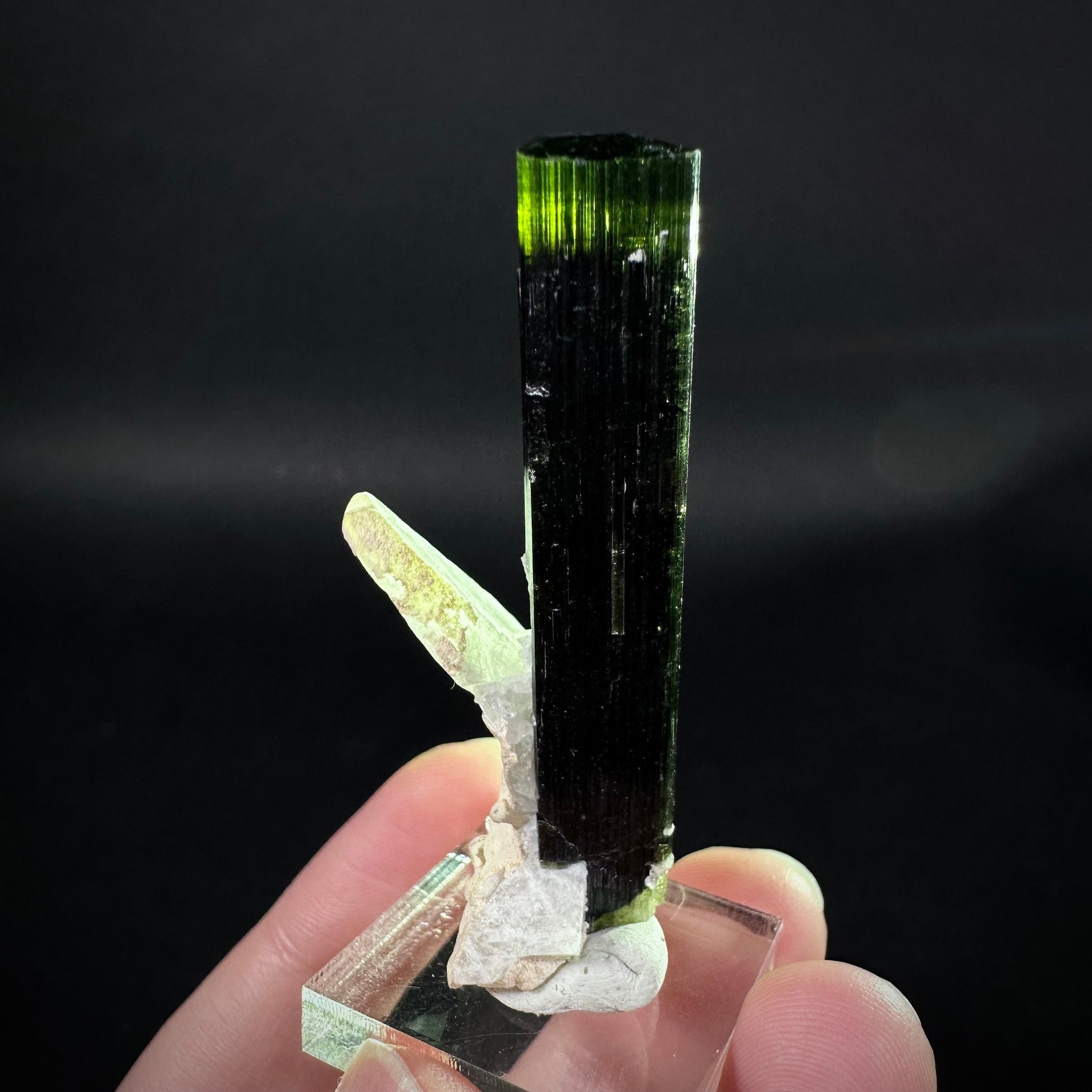Green Cap Tourmaline with Albite (Pakistan) | raw tourmaline, green tourmaline, tourmaline crystal, rare minerals, rare crystals