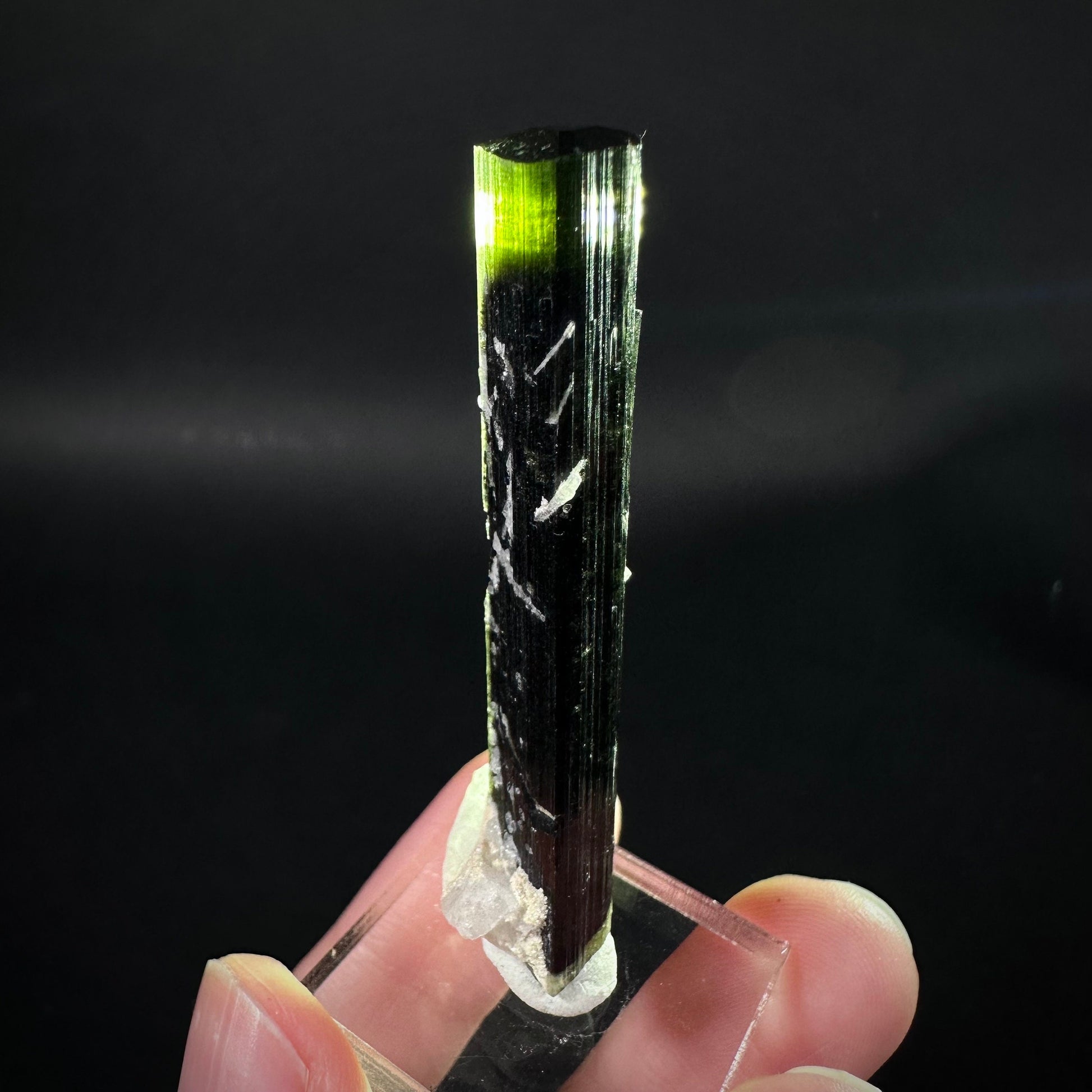 Green Cap Tourmaline with Albite (Pakistan) | raw tourmaline, green tourmaline, tourmaline crystal, rare minerals, rare crystals