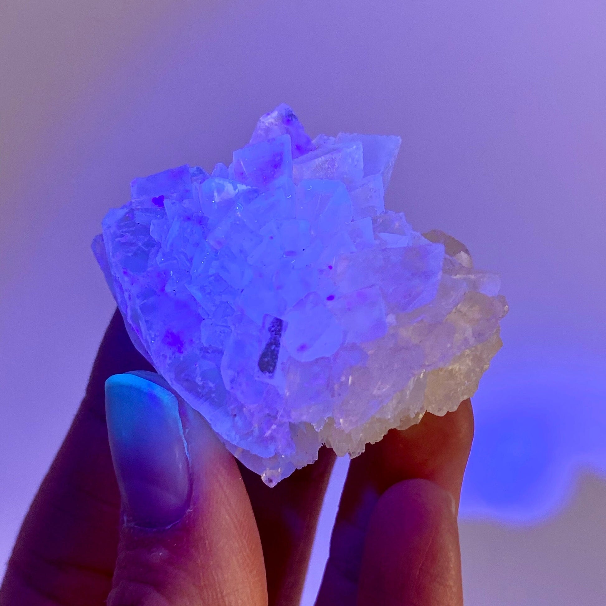 Fluorescent Calcite (Indonesia) | UV-reactive calcite, yellow calcite, calcite crystal, UV reactive crystal, crystals