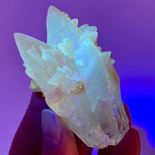 Fluorescent & Phosphorescent Calcite (Indonesia) | UV-reactive calcite, yellow calcite, calcite crystal, UV reactive crystal, crystals