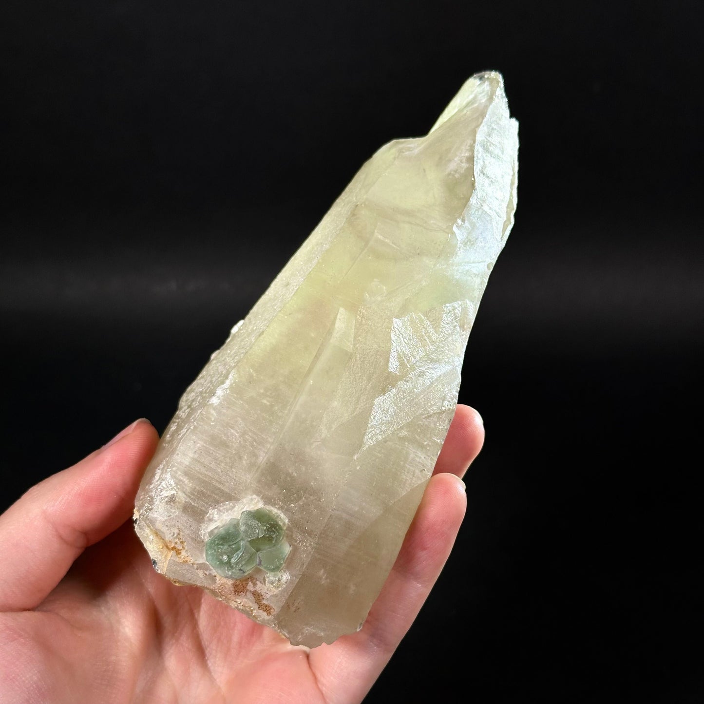 Fluorite on Smoky Quartz (Namibia), green fluorite on quartz, smoky quartz crystal, rare minerals, rare crystals