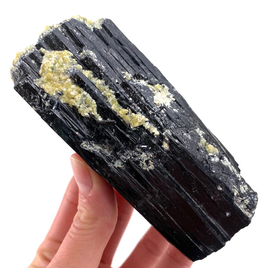 Black tourmaline with Yellow Mica (Namibia), high grade black tourmaline, tourmaline crystal, black schorl