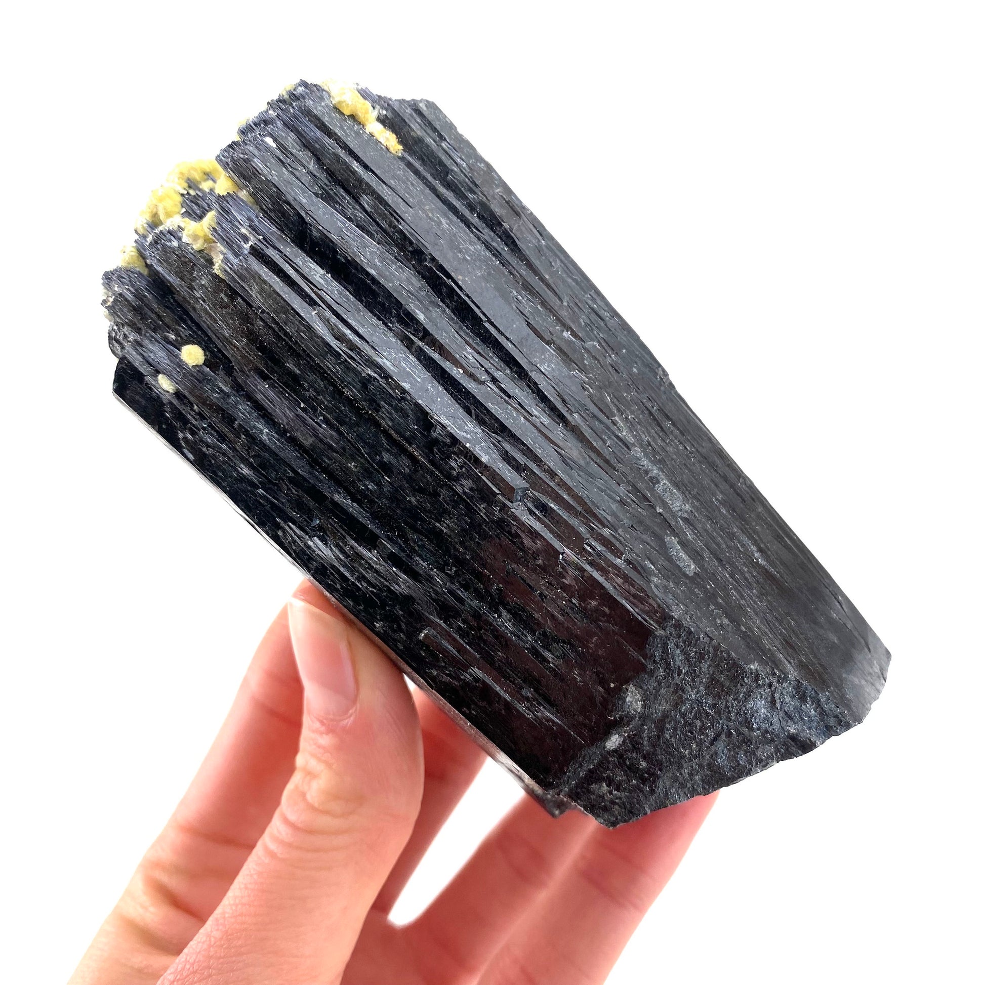 Black tourmaline with Yellow Mica (Namibia), high grade black tourmaline, tourmaline crystal, black schorl