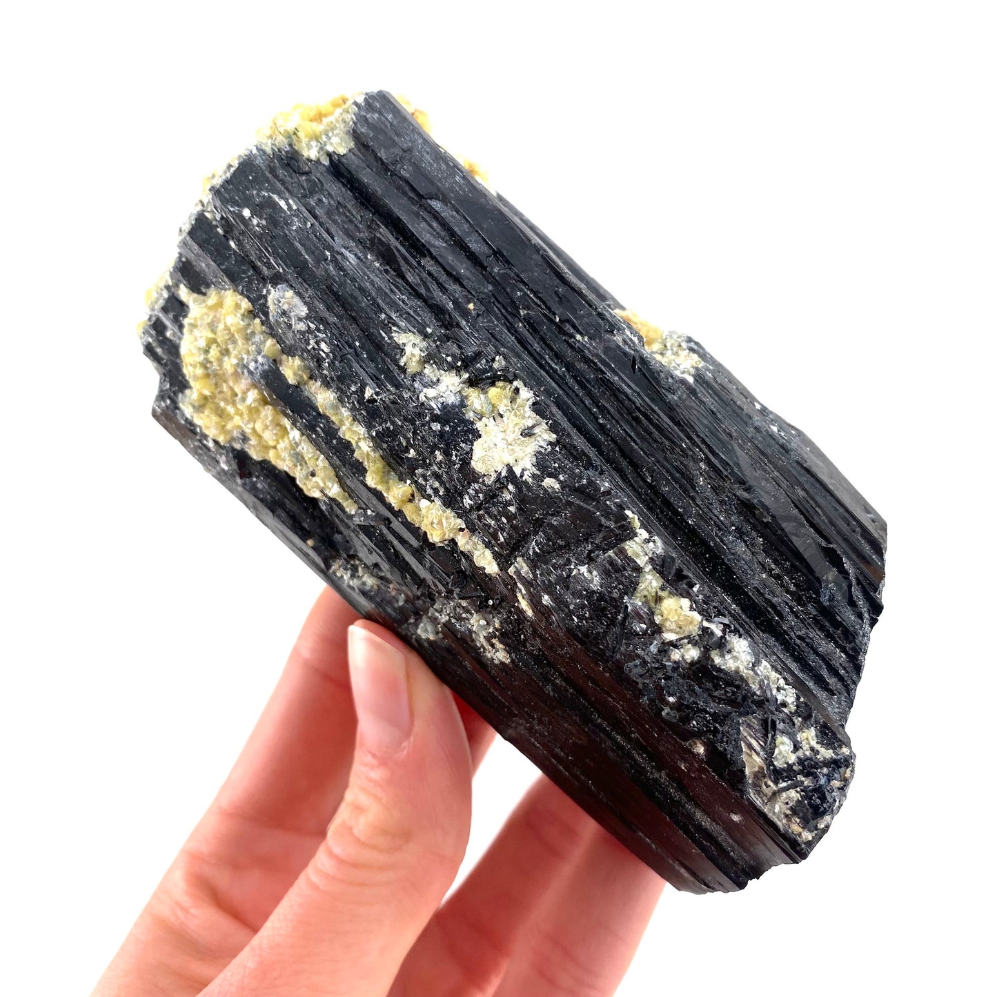 Black tourmaline with Yellow Mica (Namibia), high grade black tourmaline, tourmaline crystal, black schorl