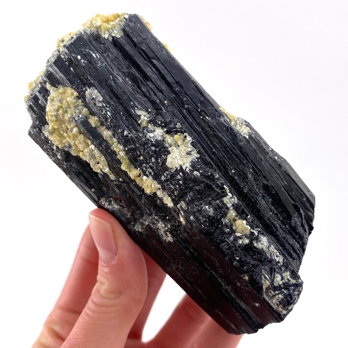 Black tourmaline with Yellow Mica (Namibia), high grade black tourmaline, tourmaline crystal, black schorl
