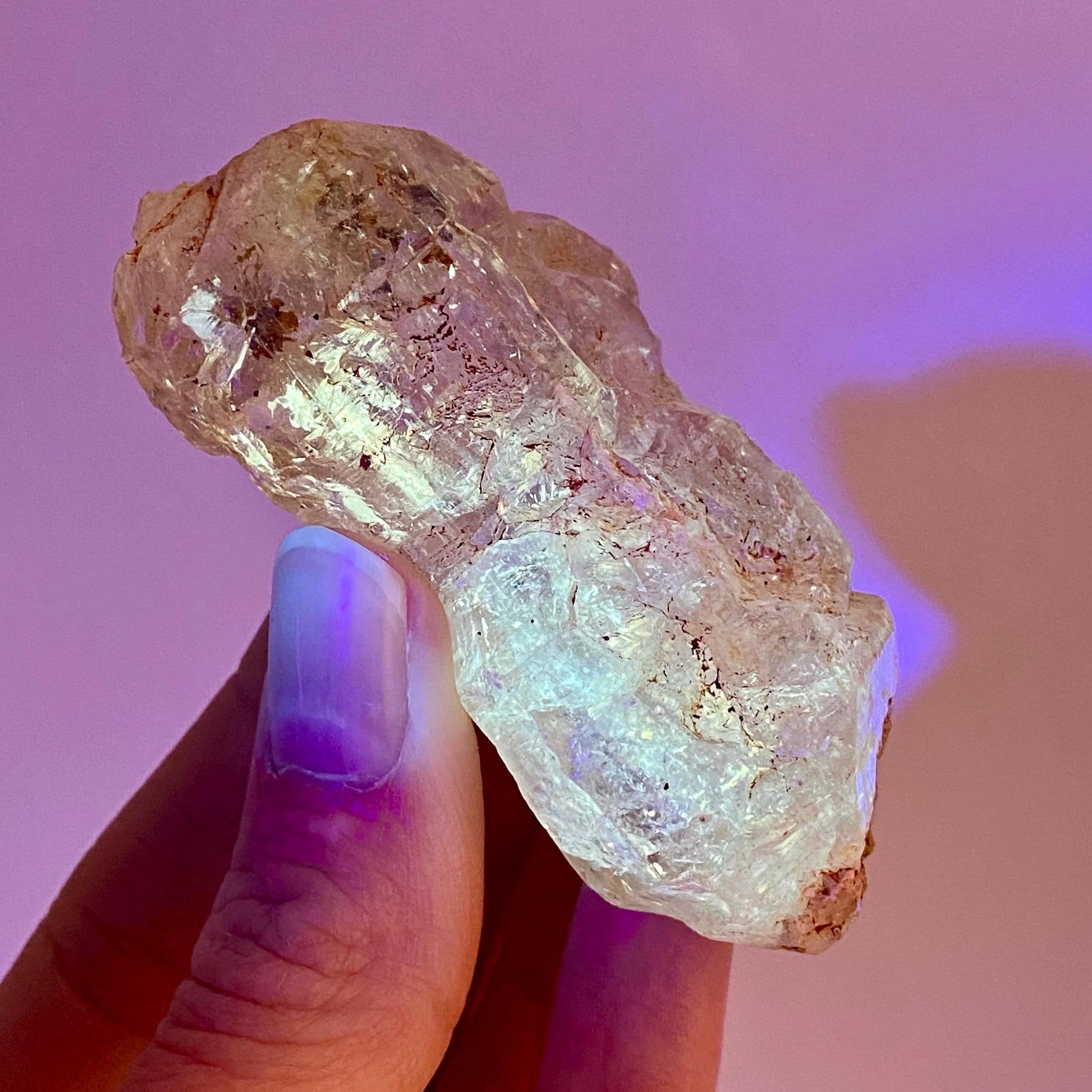 UV Reactive Petroleum Quartz Point (Madagascar) | natural petroleum quartz crystal, UV reactive crystal, enhydro quartz, firefly quartz