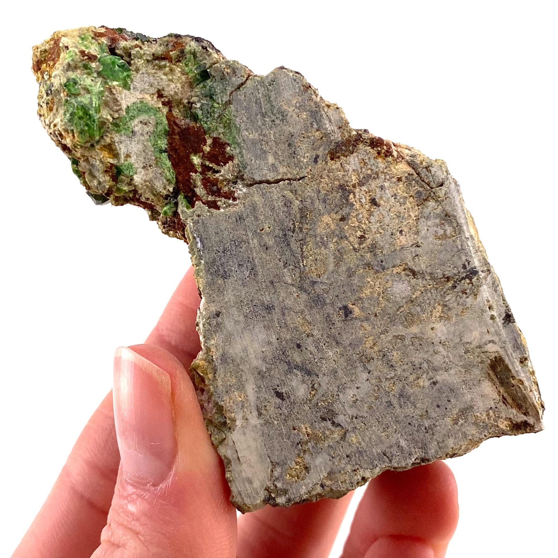 Demantoid Garnet & Diopside on Matrix (BeIqeys Mountain) | green garnet, rare minerals, demantoid garnet crystal, mineral specimen
