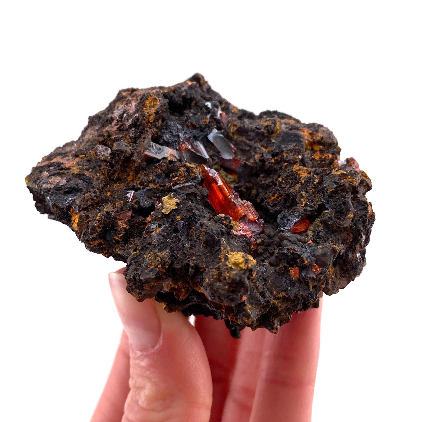 Crocoite Specimen (Australia), raw crocoite, crocoite crystal, orange crocoite, mineral specimen, rare minerals