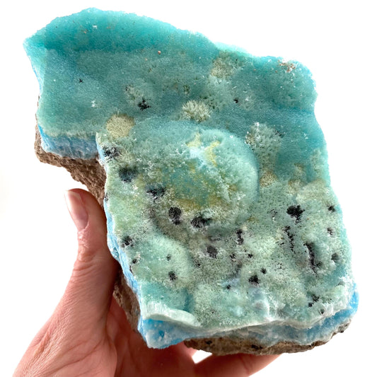 Blue Aragonite (Afghanistan), blue aragonite specimen, raw aragonite, botryoidal aragonite crystal