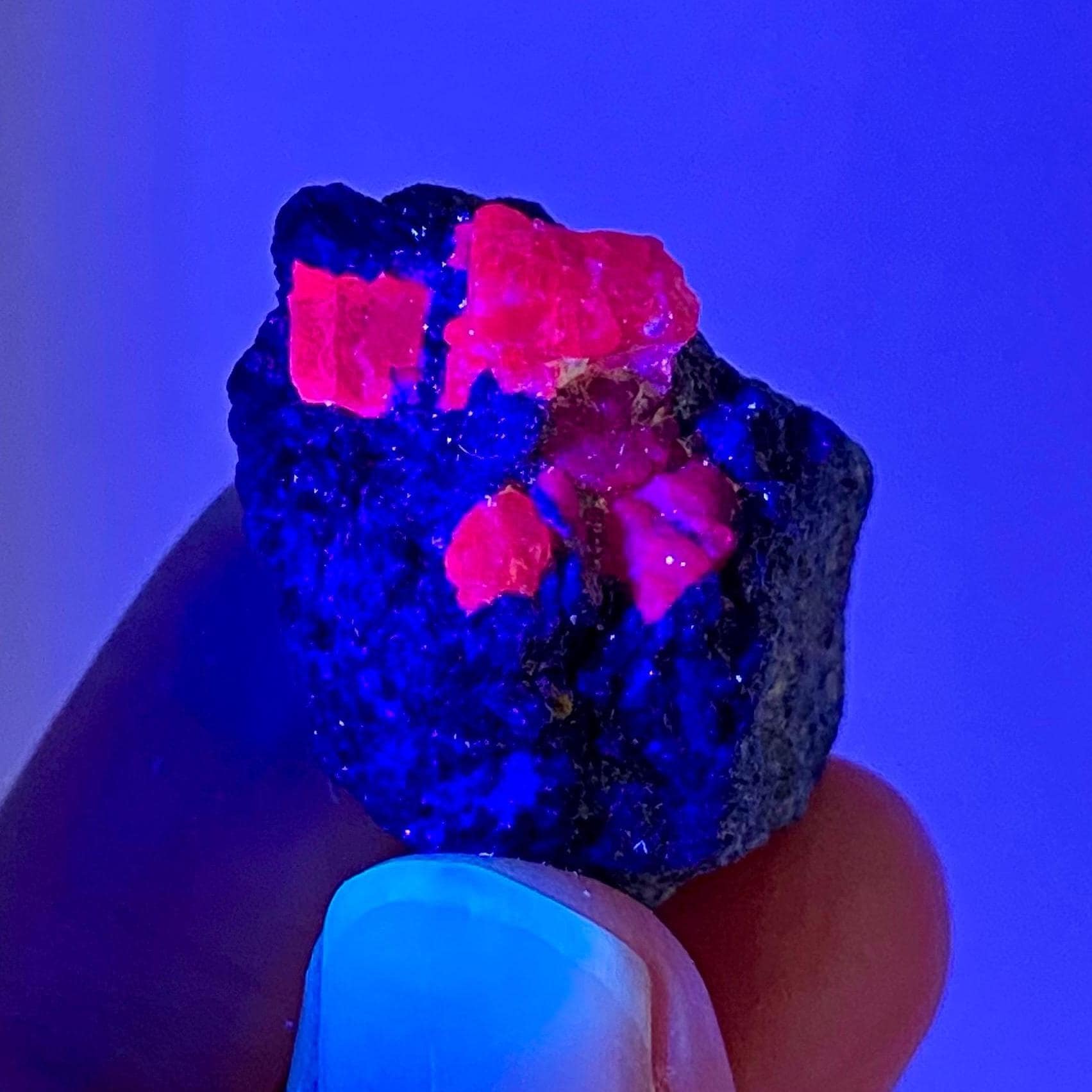 Natural Ruby on Matrix (Tanzania) | UV reactive Ruby, natural red ruby, red ruby, authentic ruby, corundum var. ruby, mineral specimen