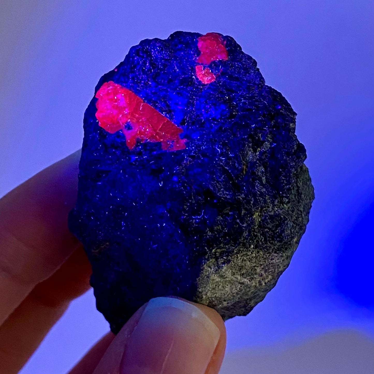 Natural Ruby on Matrix (Tanzania) | UV reactive Ruby, natural red ruby, red ruby, authentic ruby, corundum var. ruby, mineral specimen