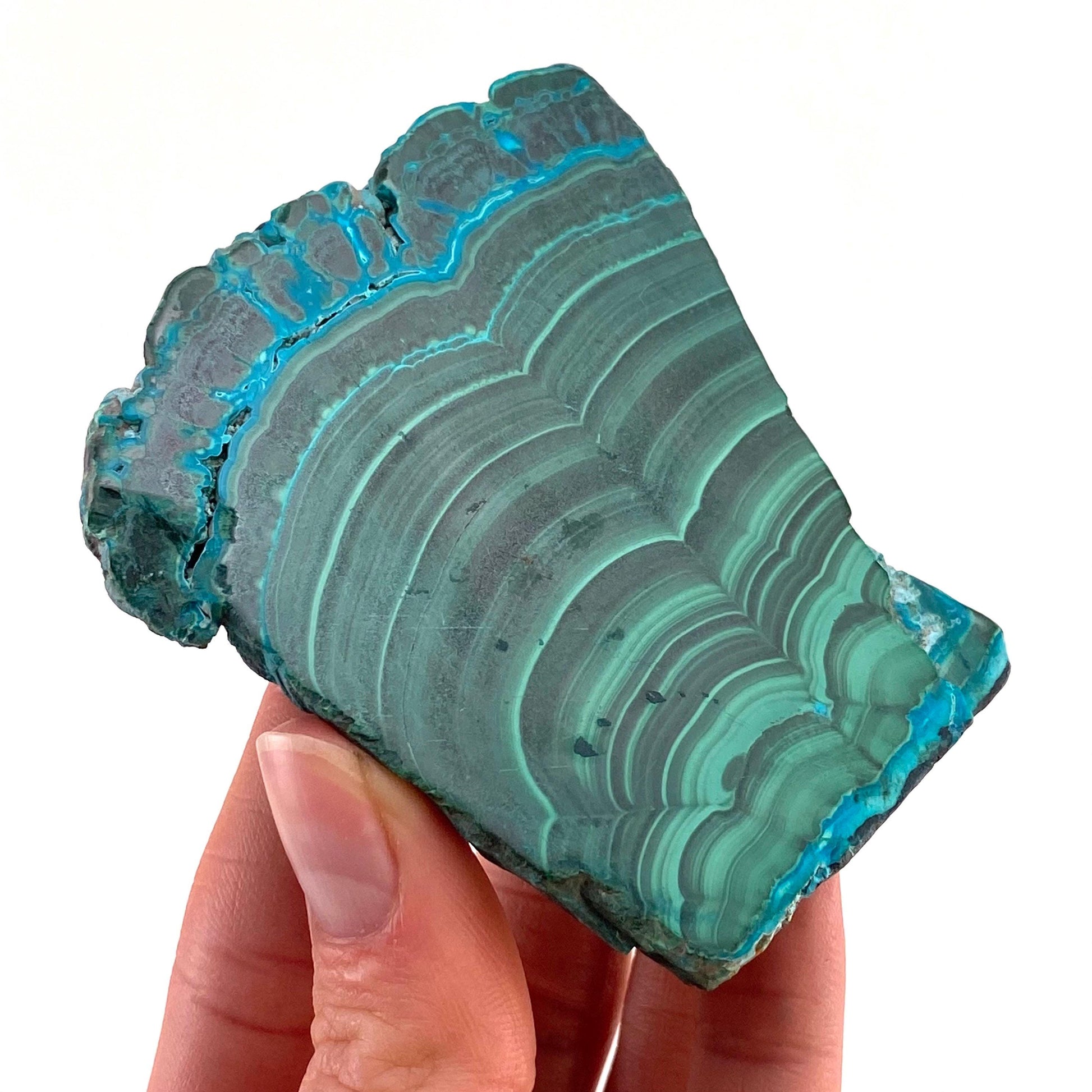 Malachite & Chrysocolla Slice (Congo), natural malachite, malachite slice, malachite slab, malacolla slice, polished malachite