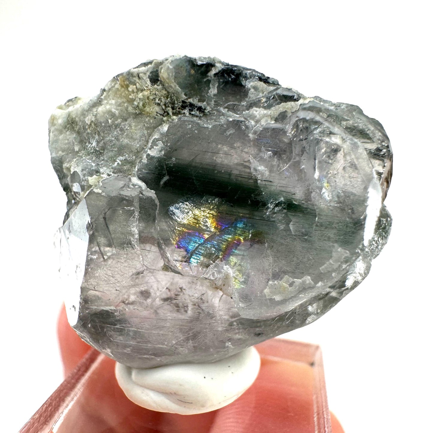 Fluorapatite with Actinolite Inclusions (Pakistan), natural green apatite, terminated apatite crystal, mineral specimen, rare gems