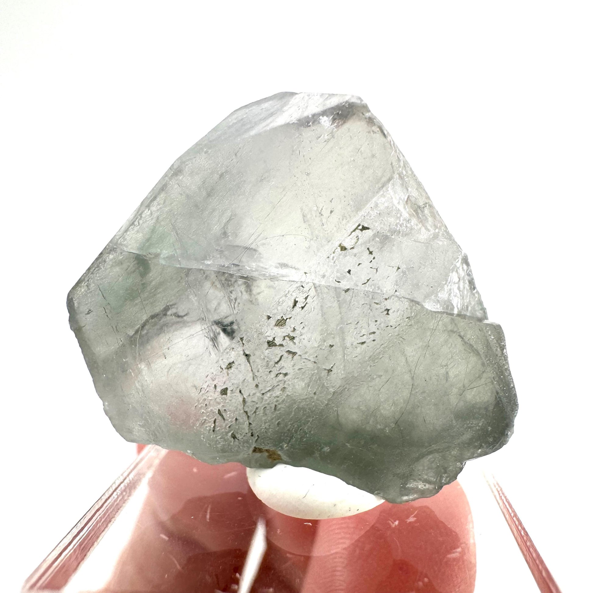 Fluorapatite with Actinolite Inclusions (Pakistan), natural green apatite, terminated apatite crystal, mineral specimen, rare gems