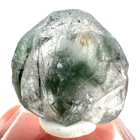 Fluorapatite with Actinolite Inclusions (Pakistan), natural green apatite, terminated apatite crystal, mineral specimen, rare gems