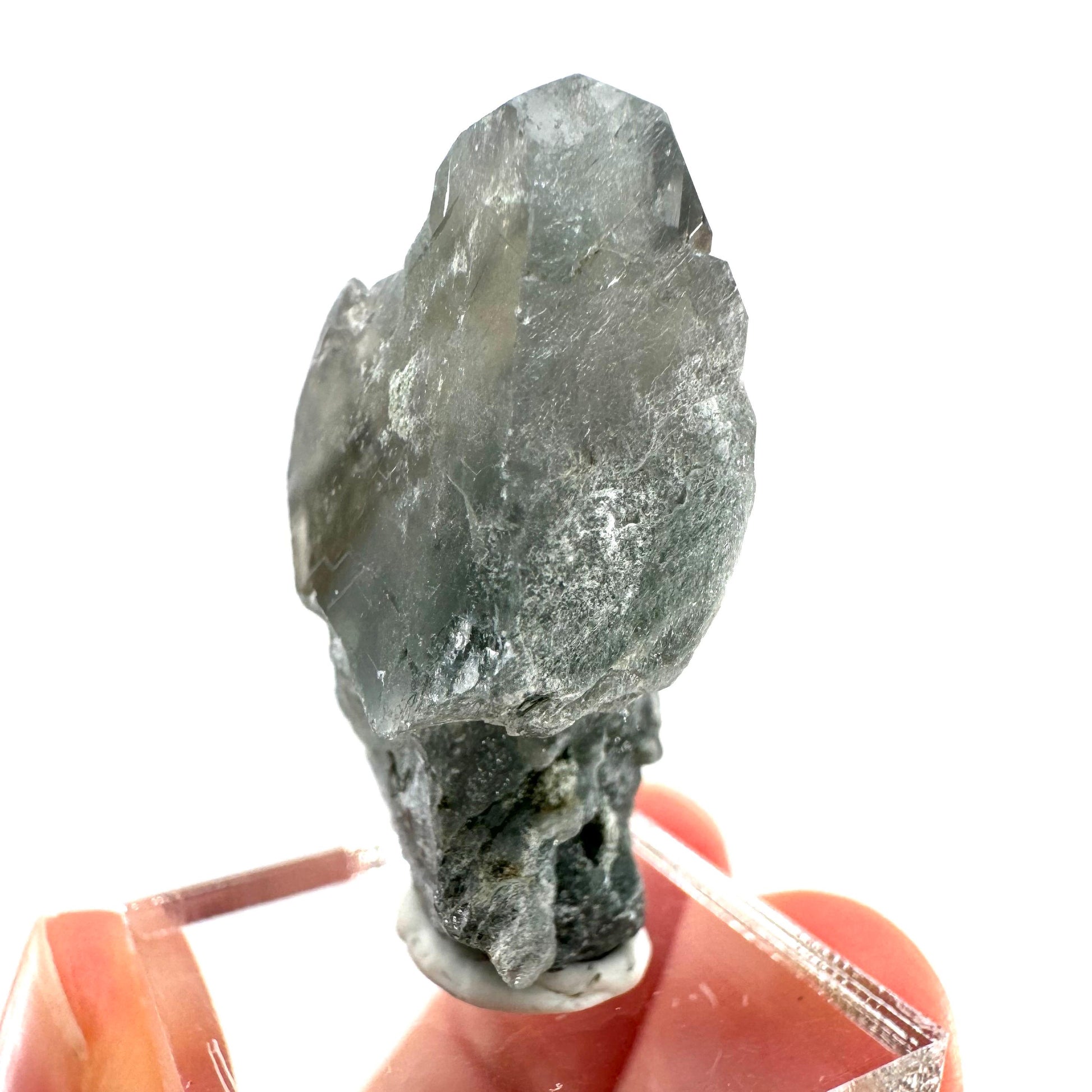 Fluorapatite with Actinolite Inclusions (Pakistan), natural green apatite, terminated apatite crystal, mineral specimen, rare gems
