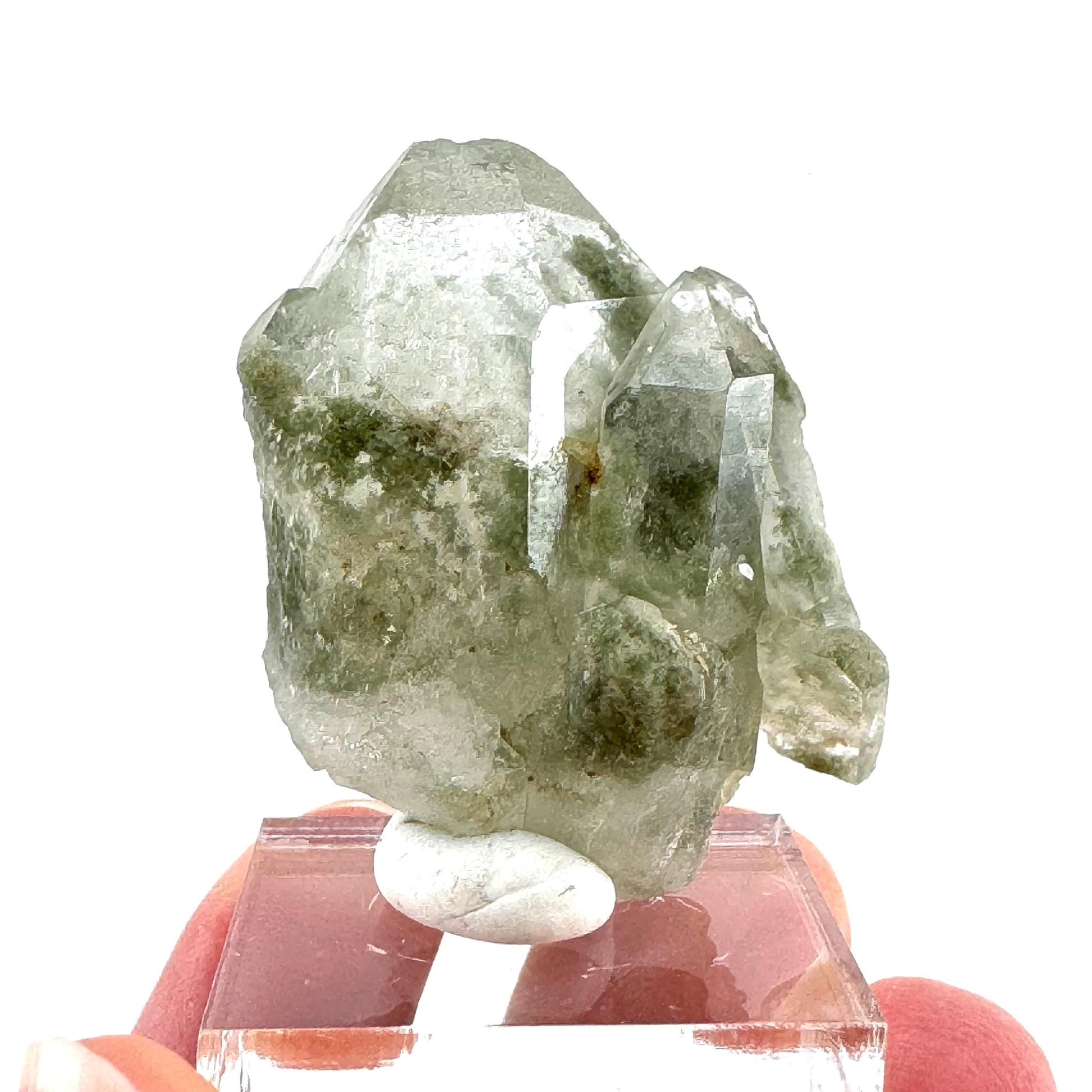 Green phantom quartz cluster (Pakistan) | green phantom quartz, chlorite quartz, green chlorite quartz