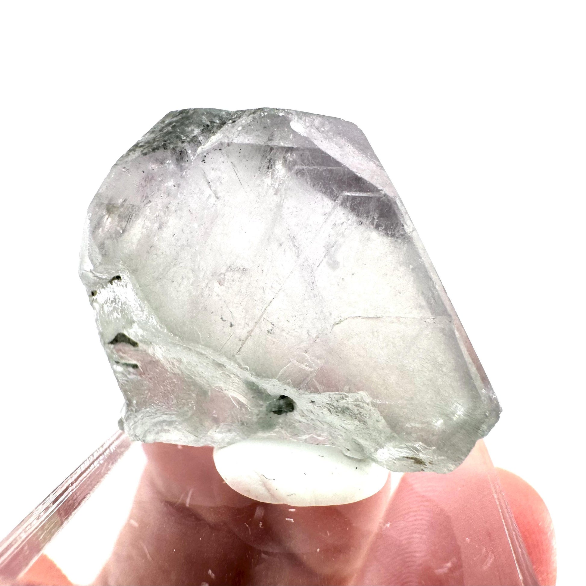 Fluorapatite with Actinolite Inclusions (Pakistan), natural green apatite, terminated apatite crystal, mineral specimen, rare gems