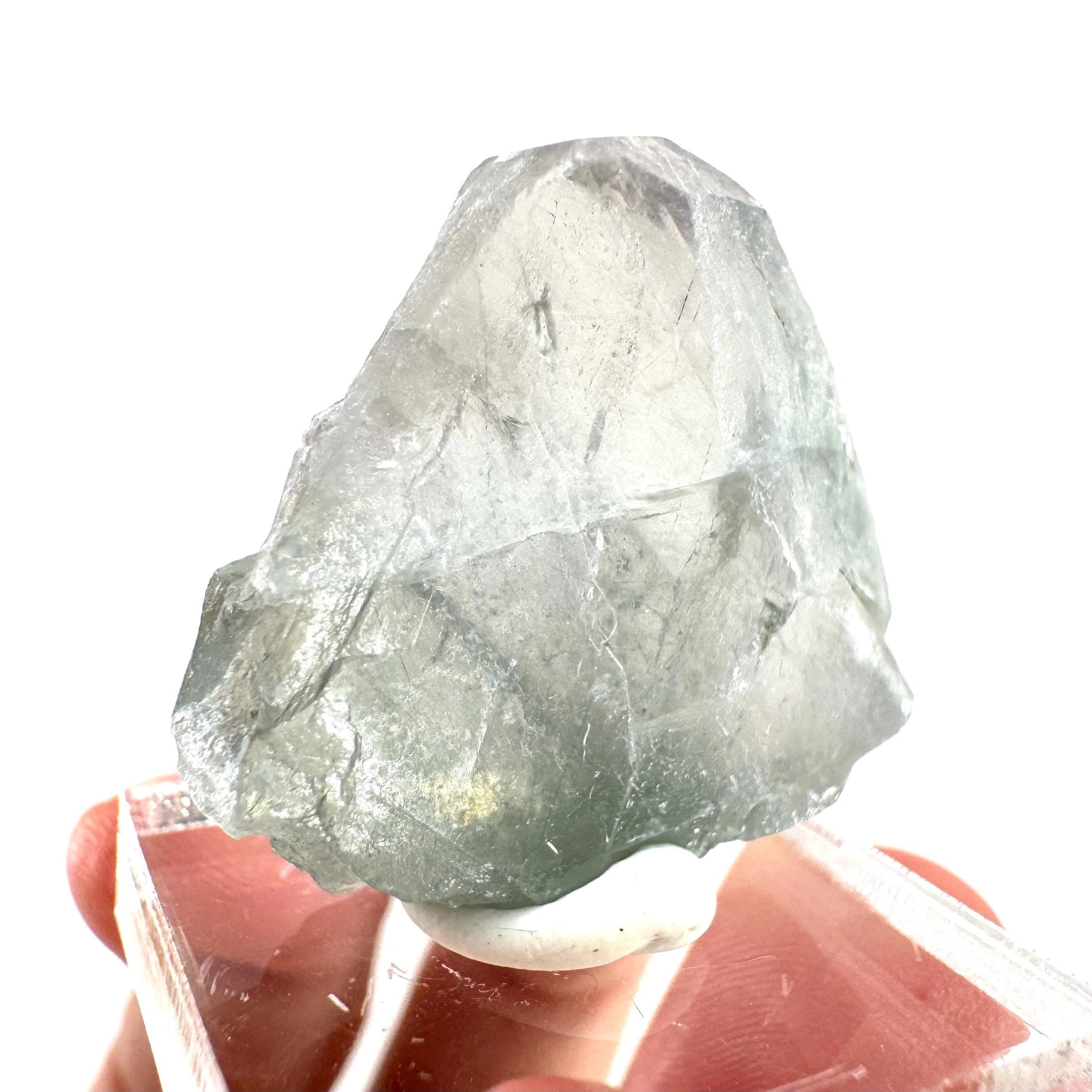 Fluorapatite with Actinolite Inclusions (Pakistan), natural green apatite, terminated apatite crystal, mineral specimen, rare gems
