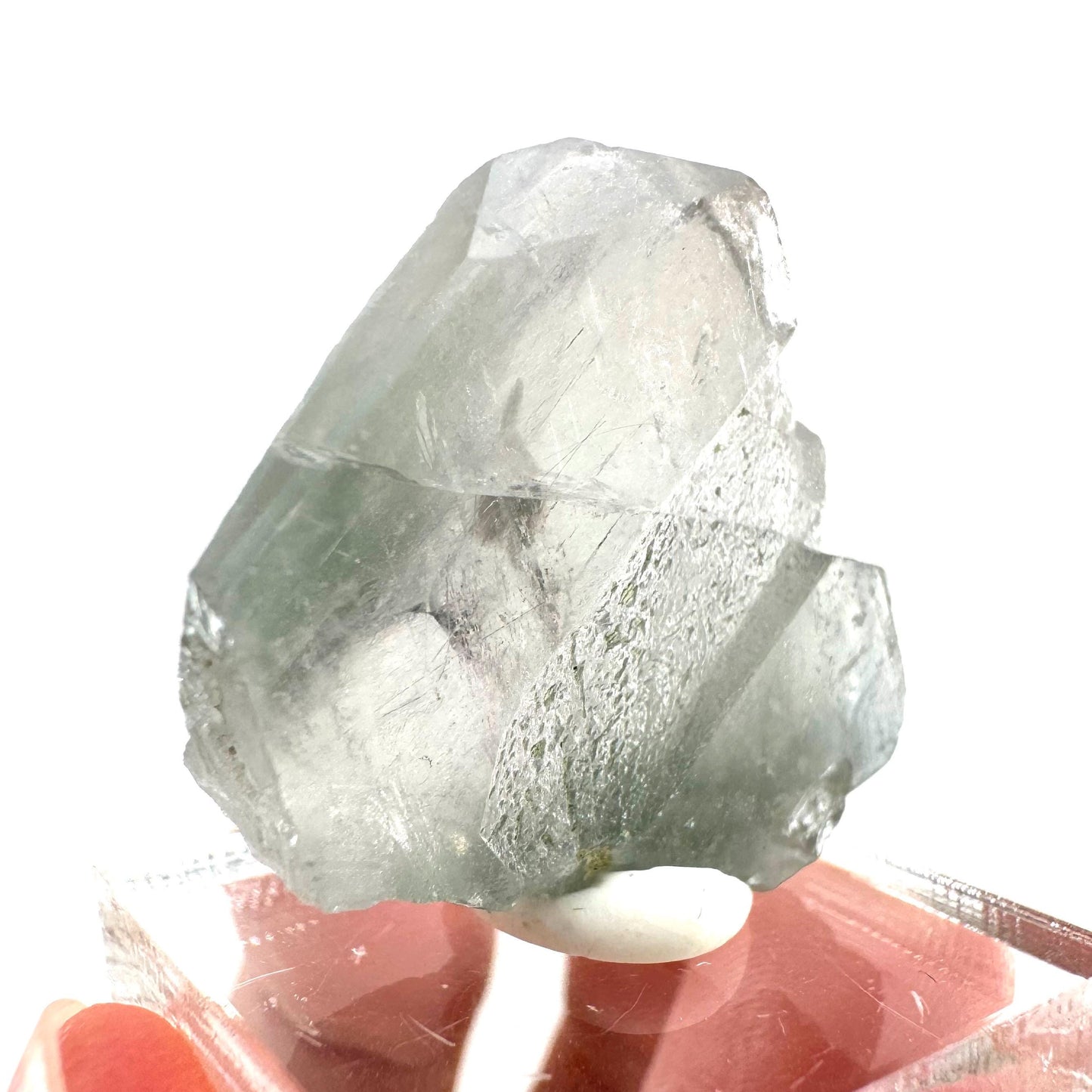 Fluorapatite with Actinolite Inclusions (Pakistan), natural green apatite, terminated apatite crystal, mineral specimen, rare gems