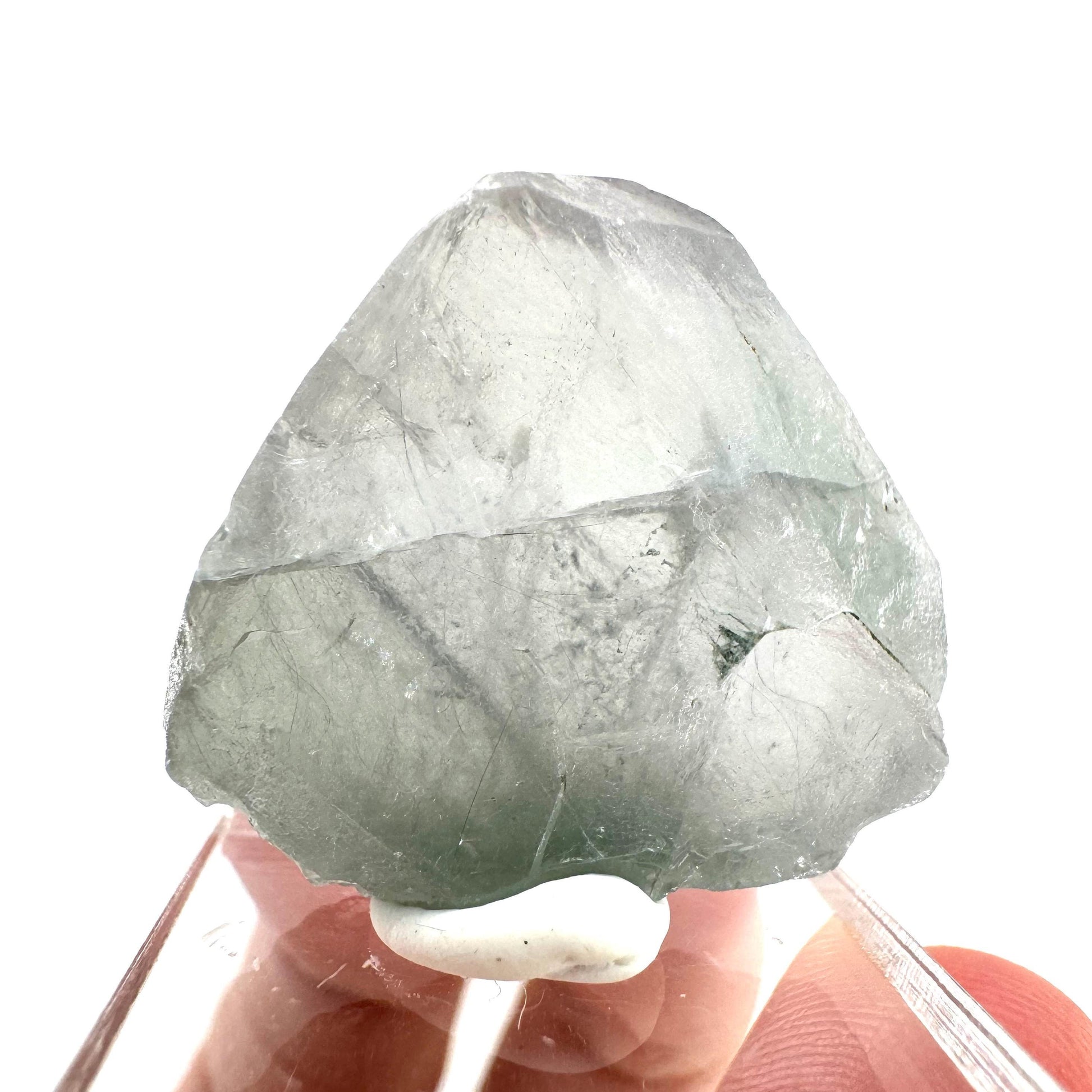 Fluorapatite with Actinolite Inclusions (Pakistan), natural green apatite, terminated apatite crystal, mineral specimen, rare gems