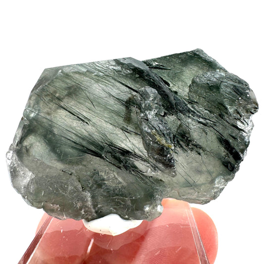 Fluorapatite with Actinolite Inclusions (Pakistan), natural green apatite, terminated apatite crystal, mineral specimen, rare gems