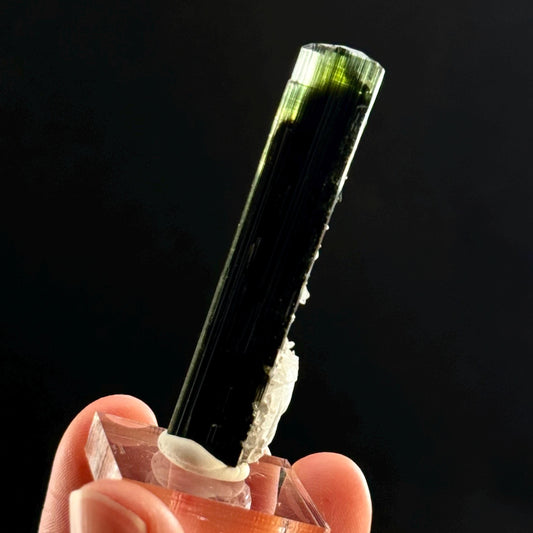 Green Cap Tourmaline with Albite (Pakistan) | raw tourmaline, green tourmaline, tourmaline crystal, rare minerals, rare crystals