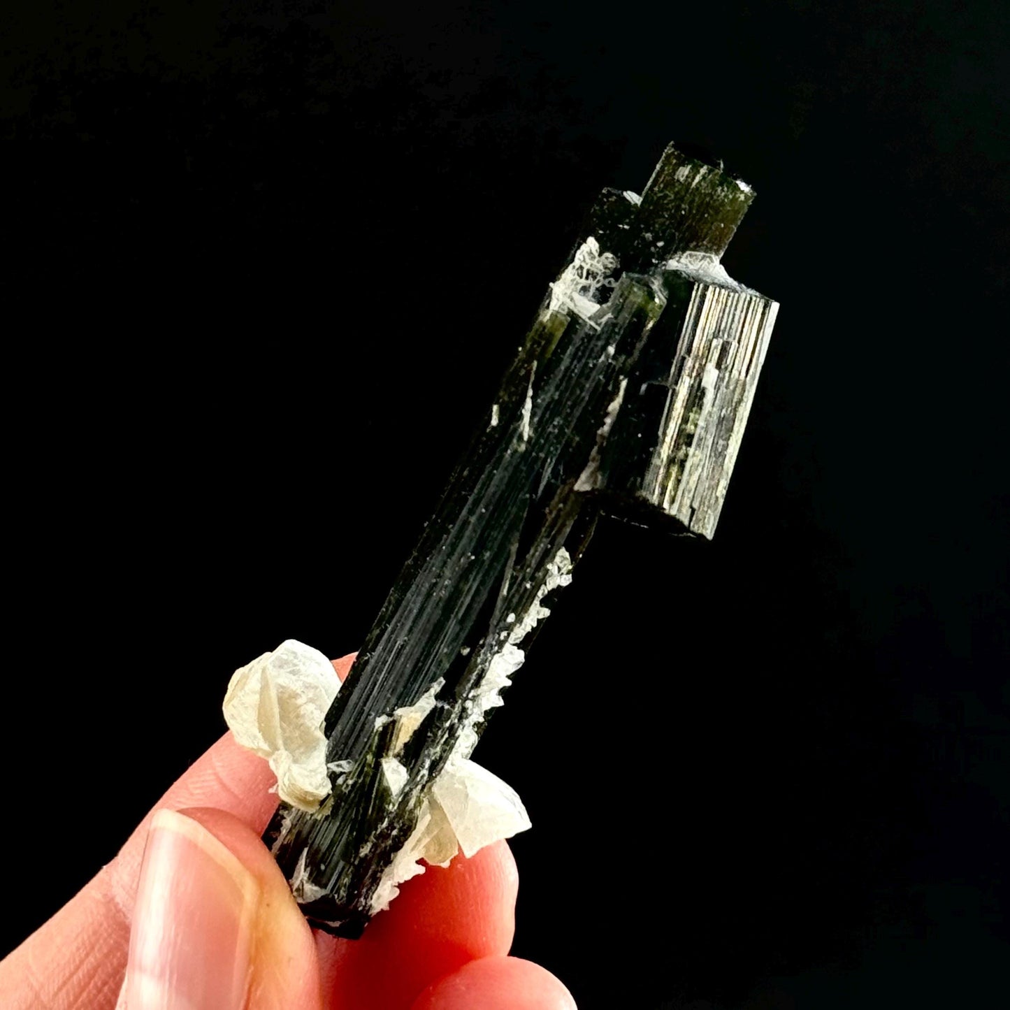 Green Cap Tourmaline with Albite (Pakistan) | raw tourmaline, green tourmaline, tourmaline crystal, rare minerals, rare crystals