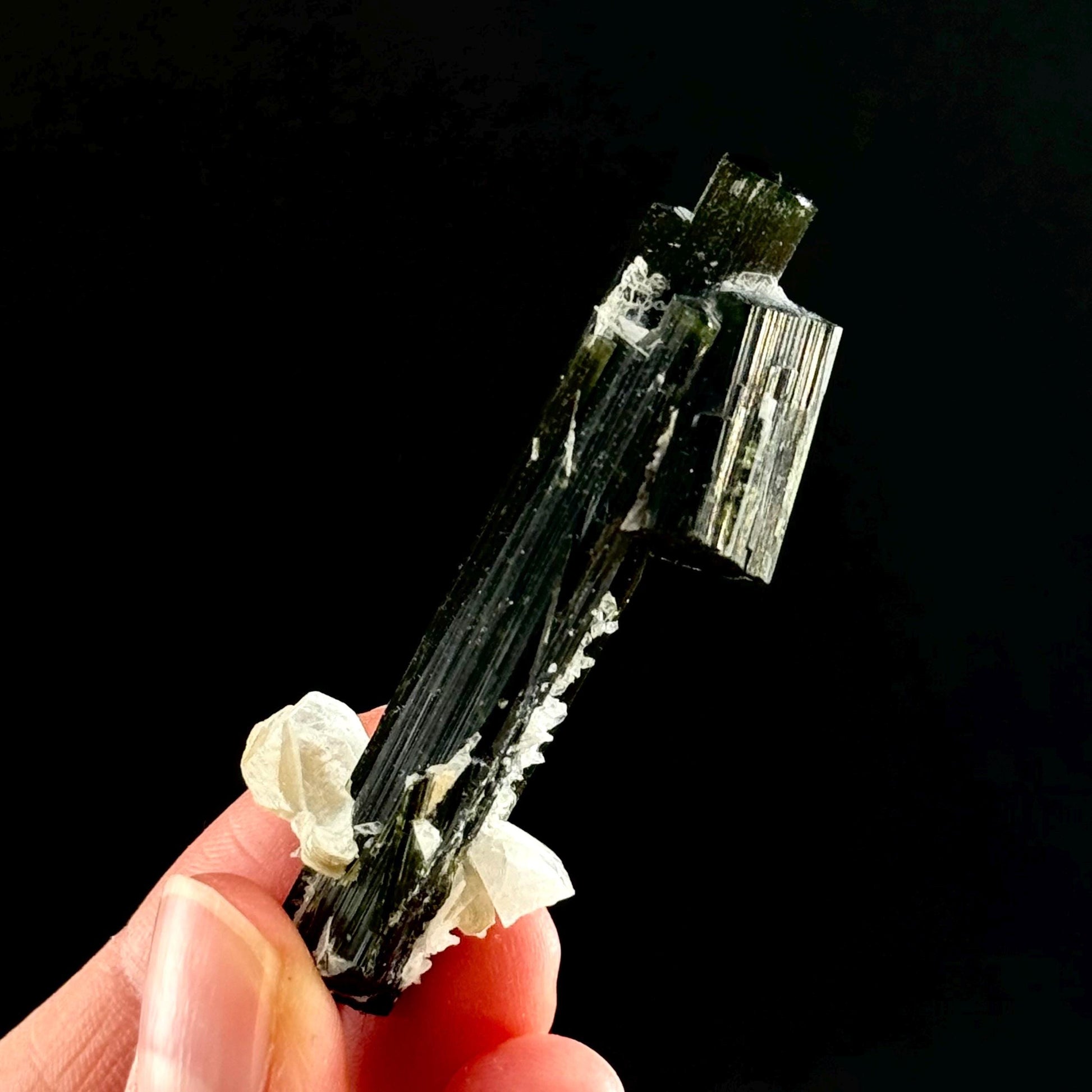 Green Cap Tourmaline with Albite (Pakistan) | raw tourmaline, green tourmaline, tourmaline crystal, rare minerals, rare crystals
