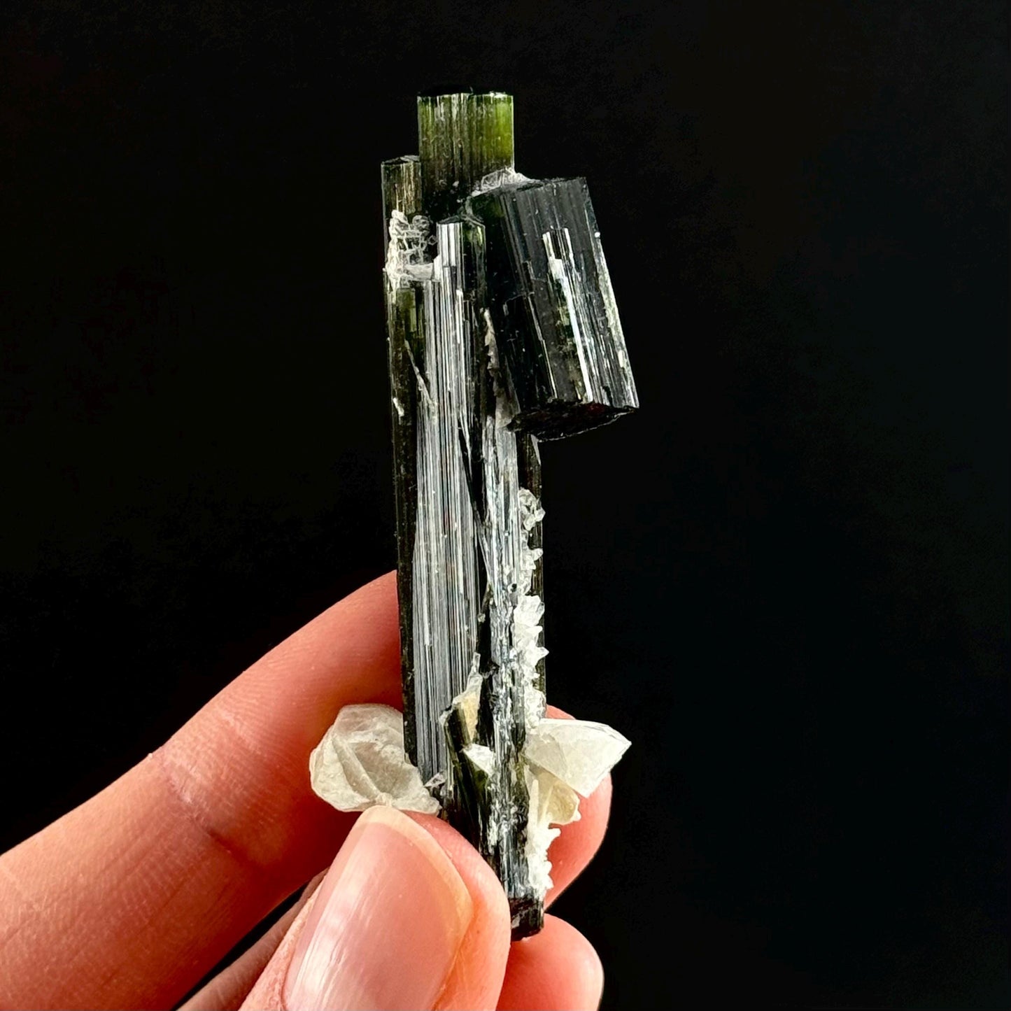Green Cap Tourmaline with Albite (Pakistan) | raw tourmaline, green tourmaline, tourmaline crystal, rare minerals, rare crystals