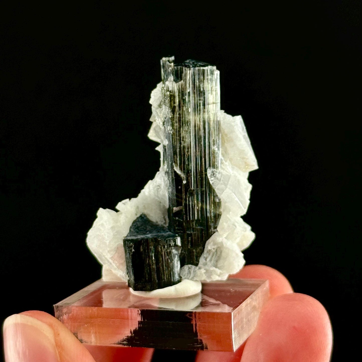 Green Cap Tourmaline with Albite (Pakistan) | raw tourmaline, green tourmaline, tourmaline crystal, rare minerals, rare crystals