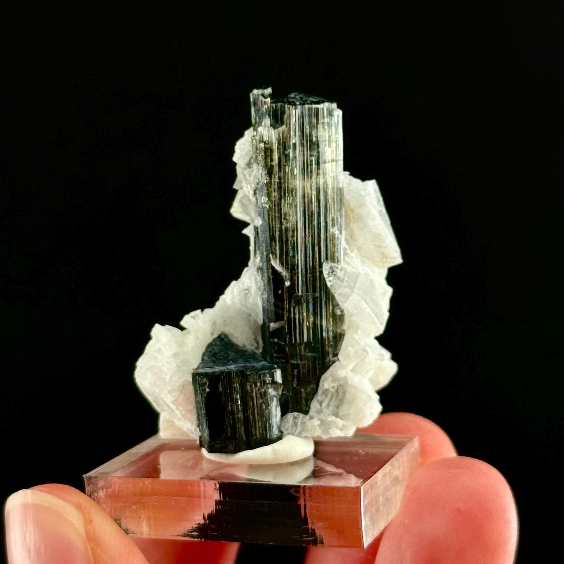 Green Cap Tourmaline with Albite (Pakistan) | raw tourmaline, green tourmaline, tourmaline crystal, rare minerals, rare crystals