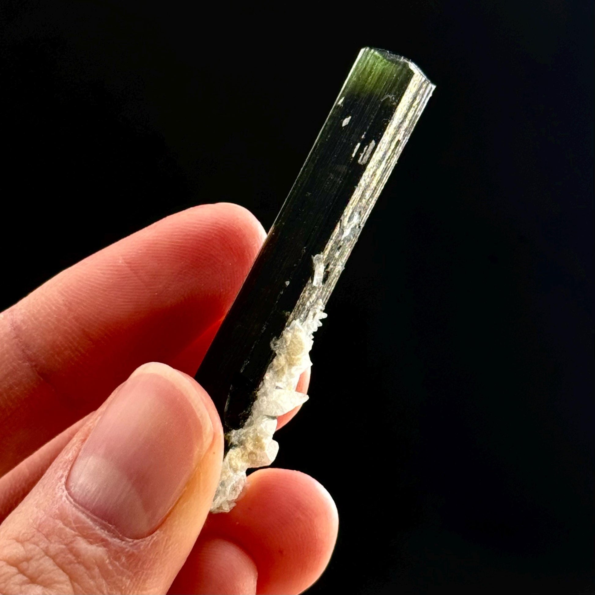 Green Cap Tourmaline with Albite (Pakistan) | raw tourmaline, green tourmaline, tourmaline crystal, rare minerals, rare crystals