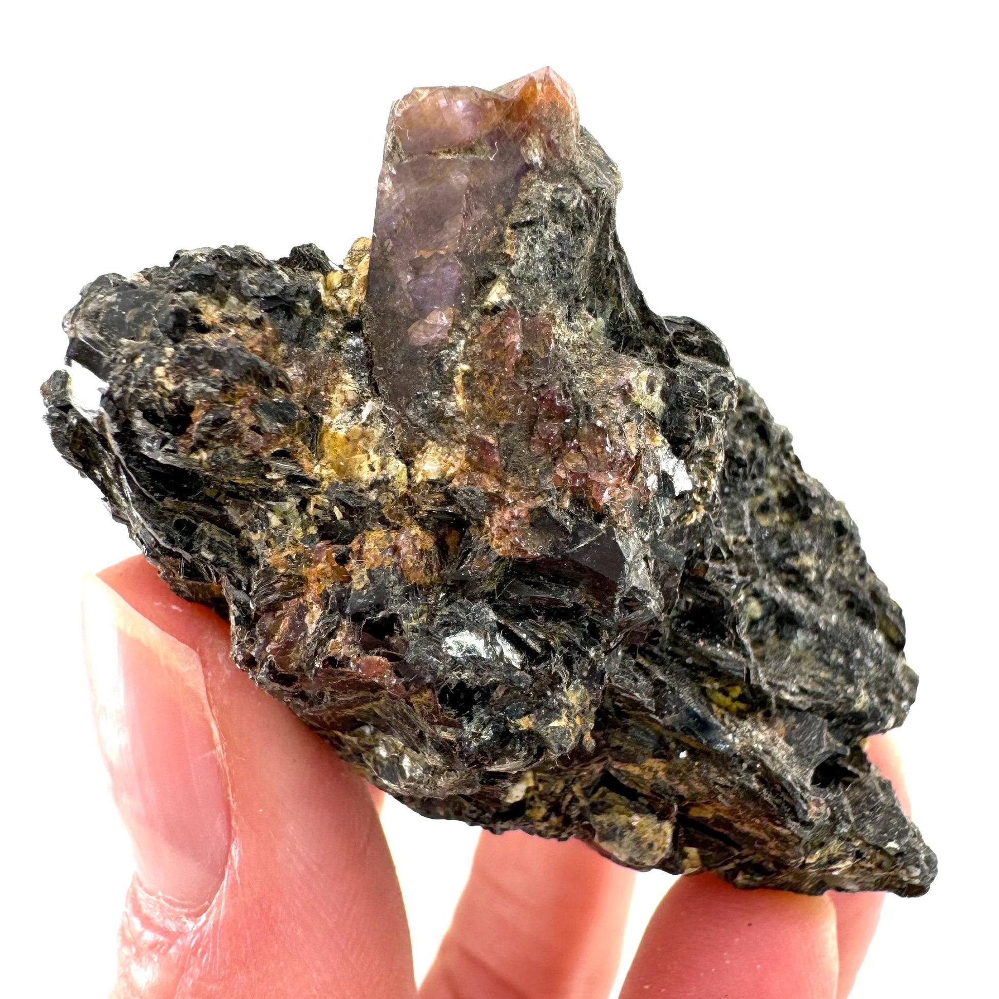 Sapphire on Matrix (Madagascar) | natural blue sapphire, purple sapphire, corundum var. sapphire, mineral specimen, rare crystals