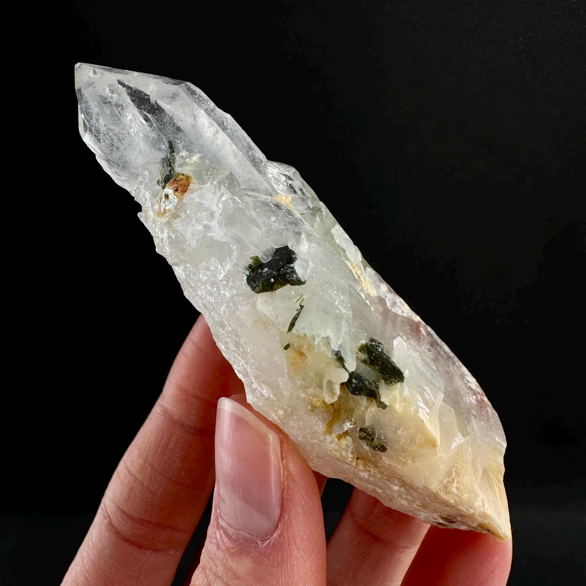 Yellow Bone Quartz & Epidote (Pakistan) | bone quartz, epidote quartz, green epidote, mango quartz