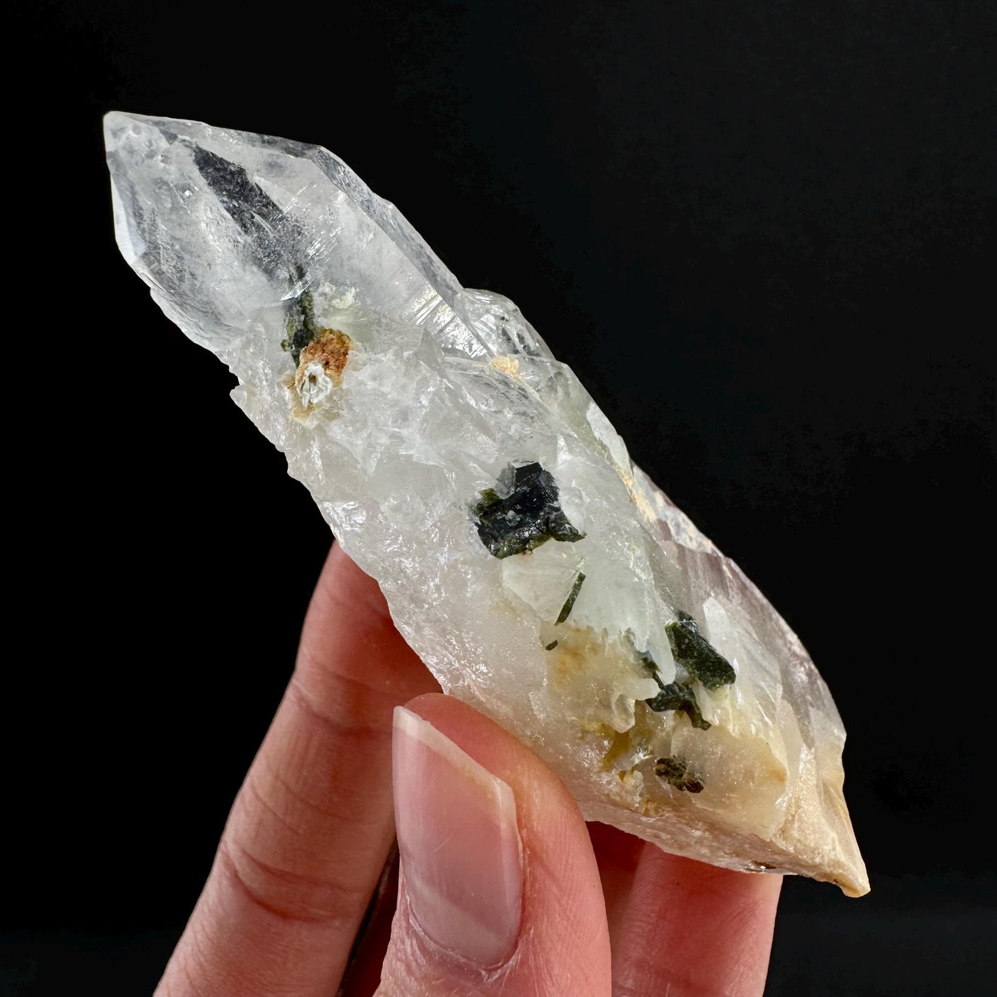 Yellow Bone Quartz & Epidote (Pakistan) | bone quartz, epidote quartz, green epidote, mango quartz