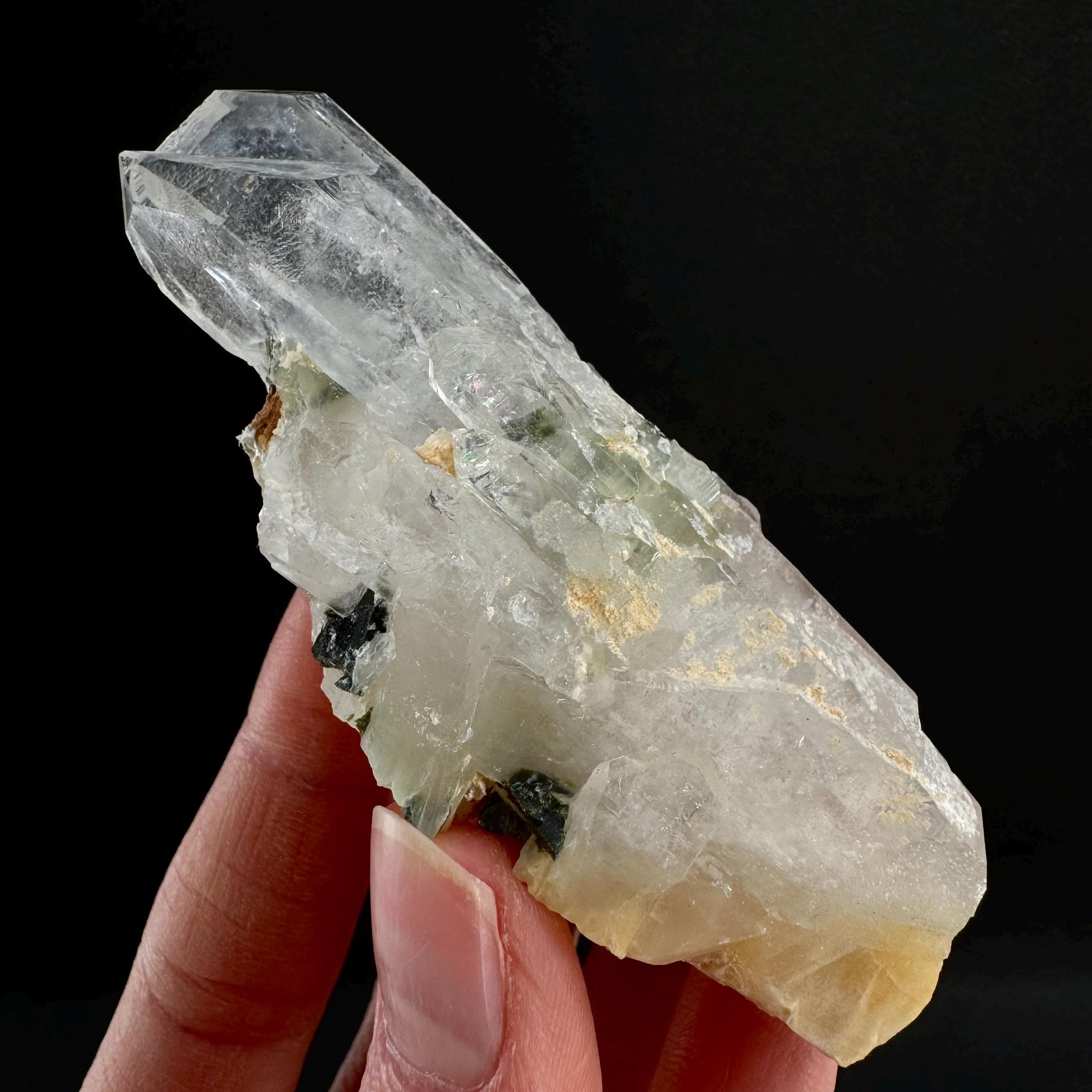 Yellow Bone Quartz & Epidote (Pakistan) | bone quartz, epidote quartz, green epidote, mango quartz