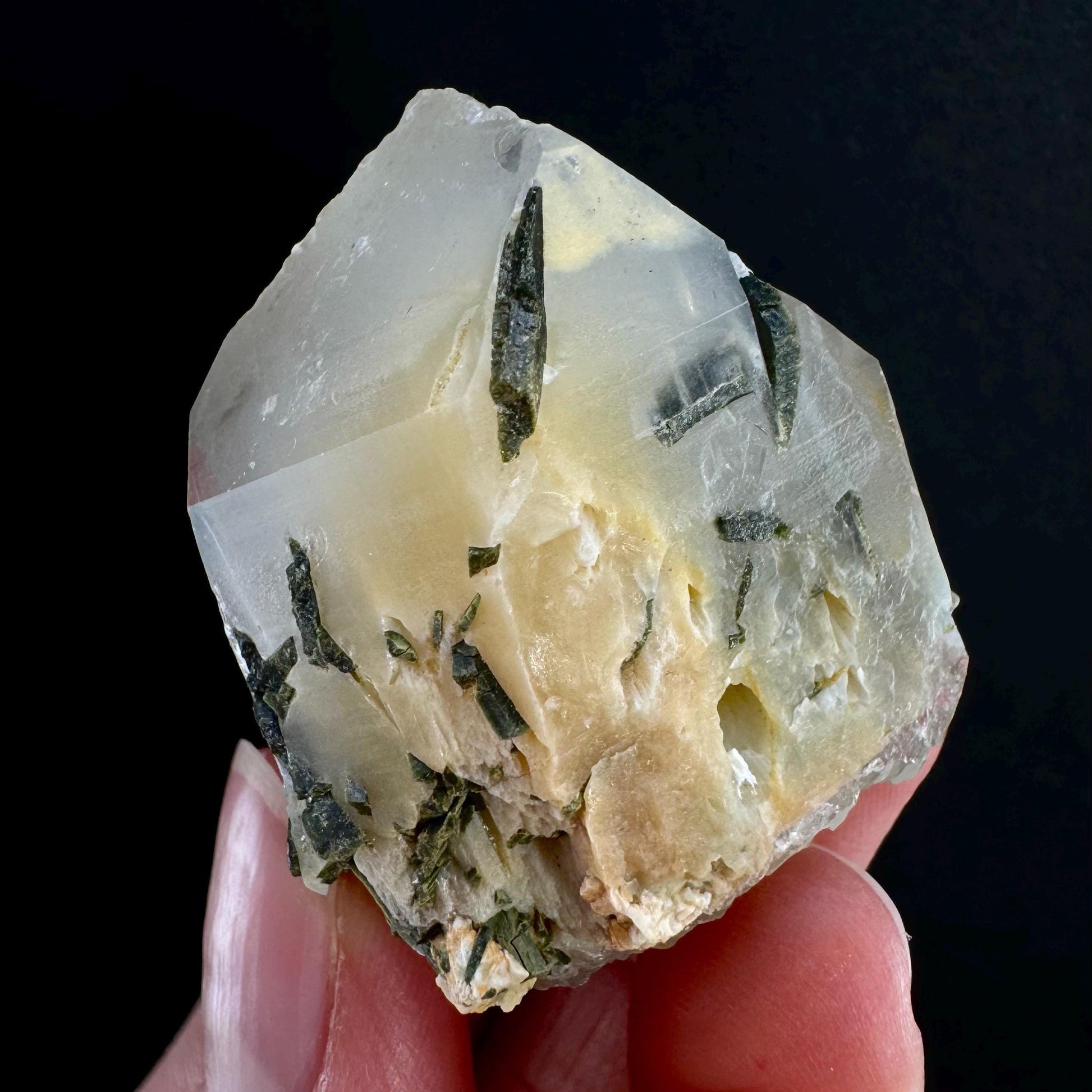 Yellow Bone Quartz & Epidote (Pakistan) | bone quartz, epidote quartz, green epidote, mango quartz