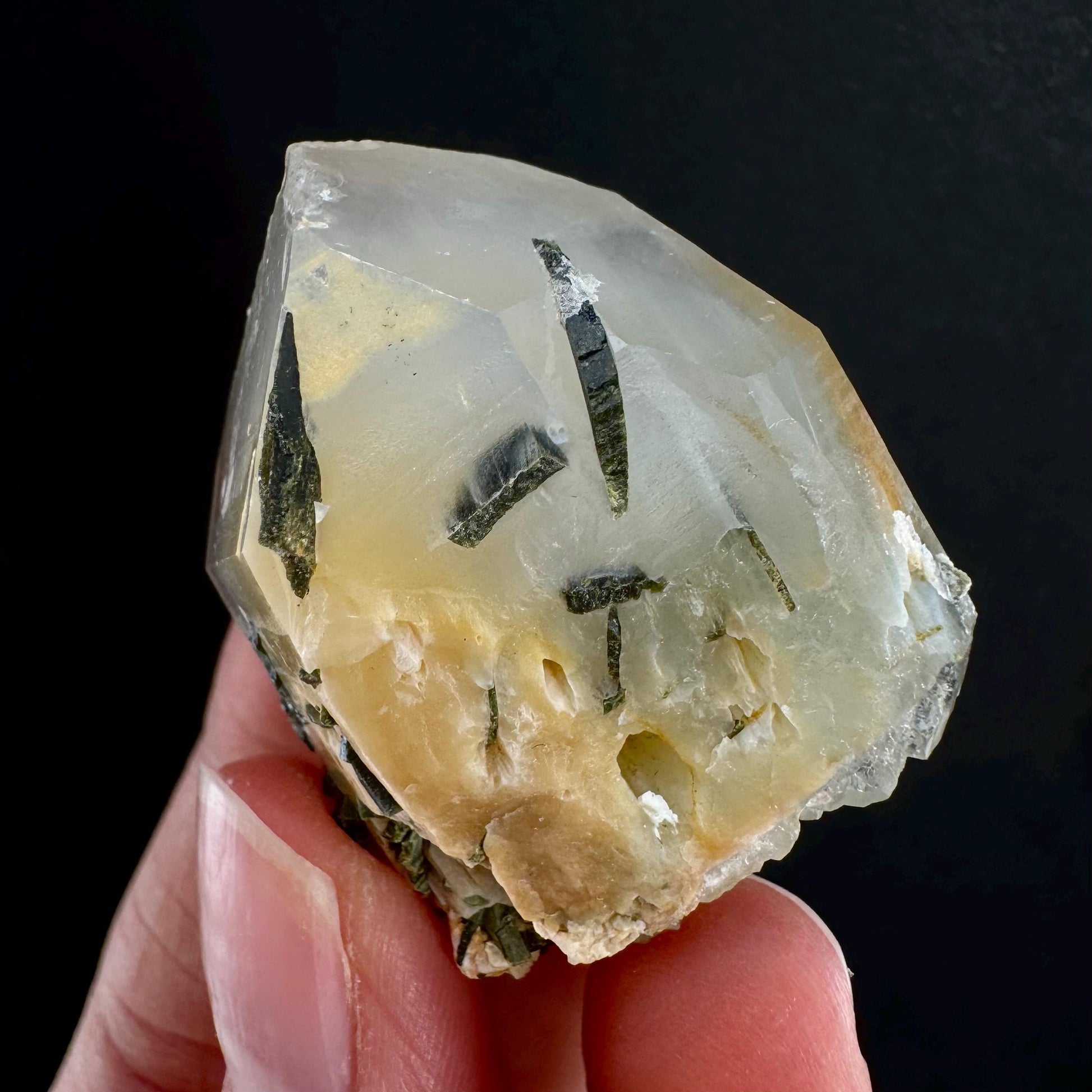 Yellow Bone Quartz & Epidote (Pakistan) | bone quartz, epidote quartz, green epidote, mango quartz